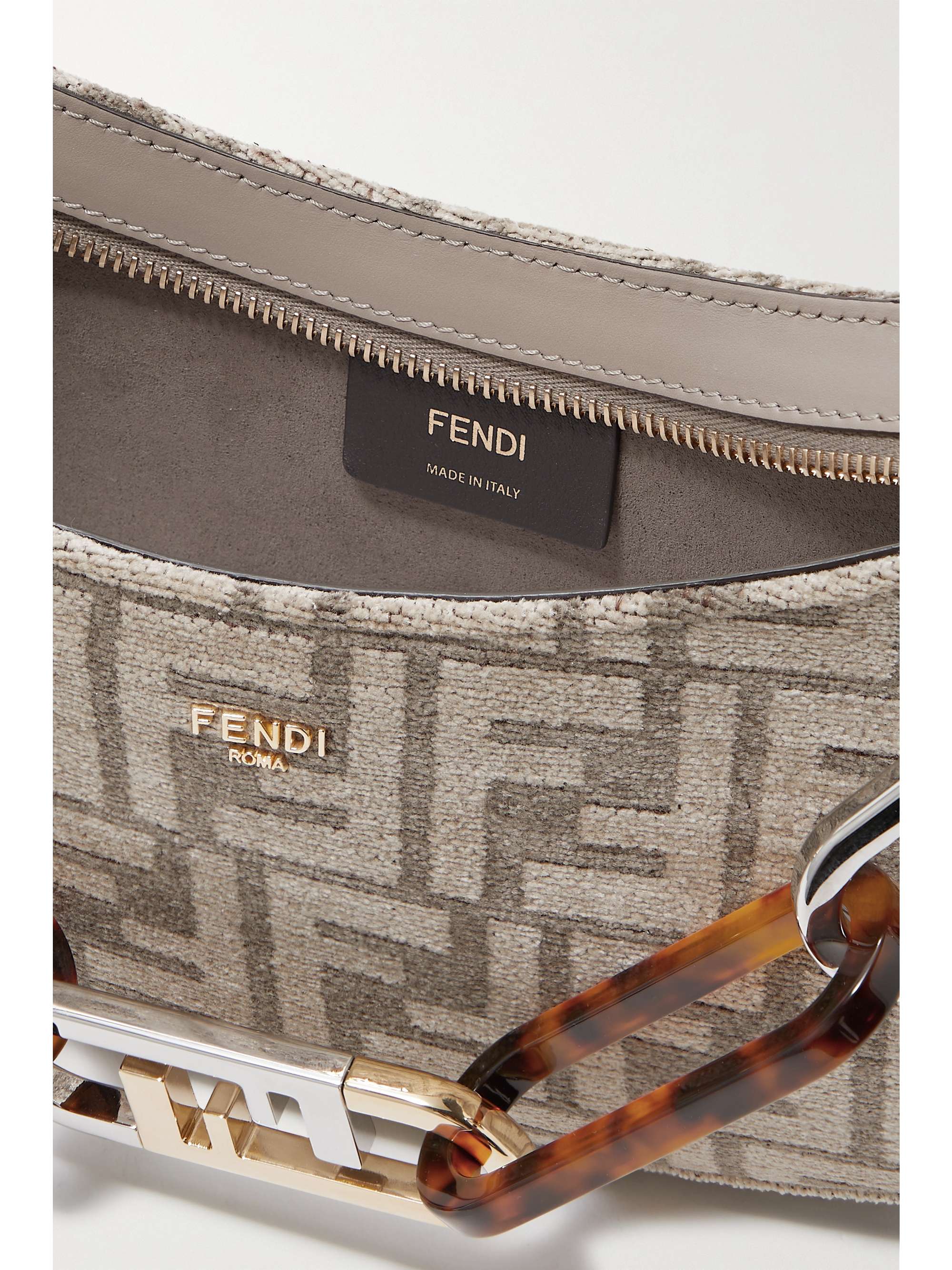 FENDI O'Lock Swing logo-jacquard chenille shoulder bag