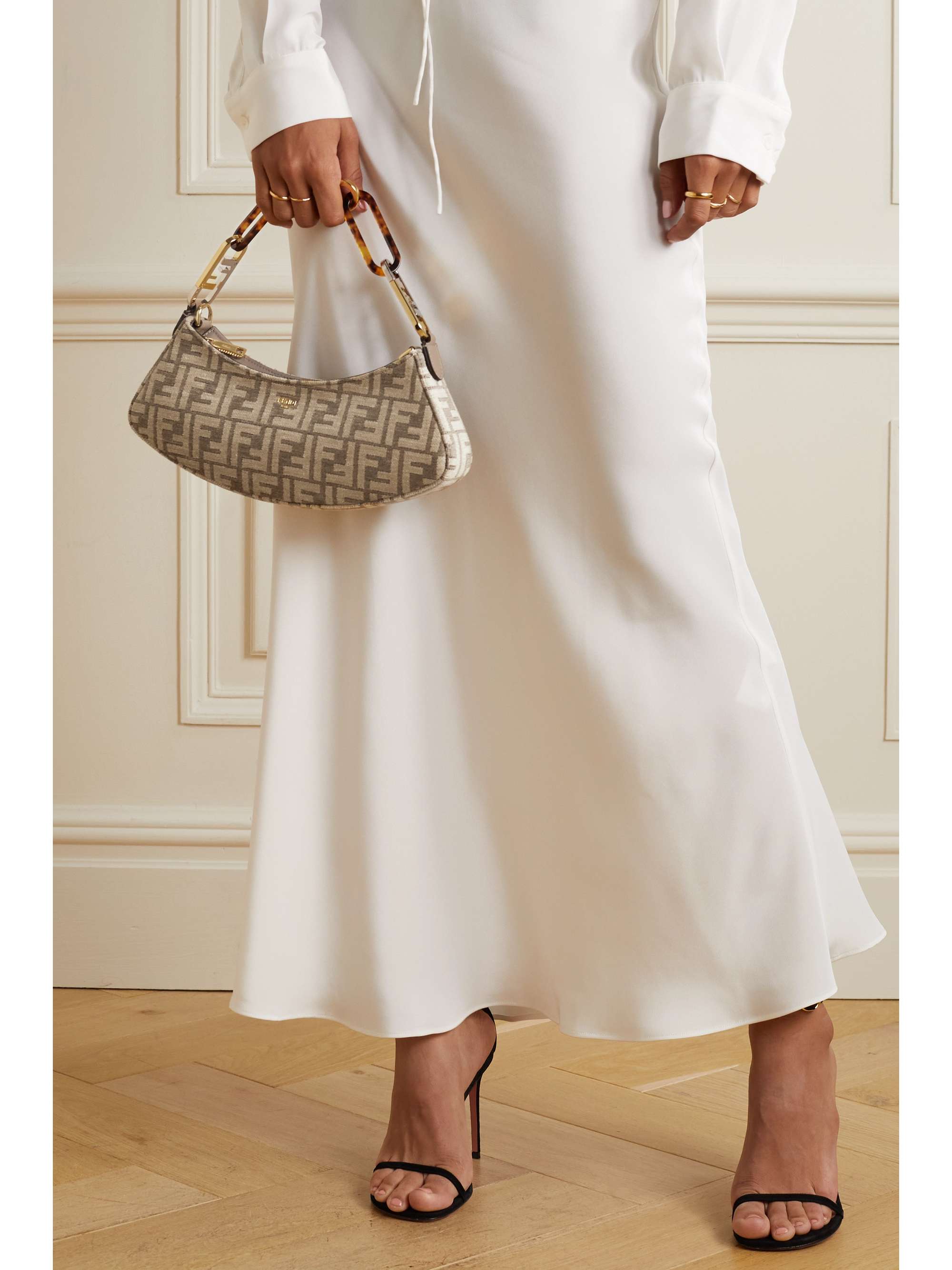 FENDI O'Lock Swing logo-jacquard chenille shoulder bag