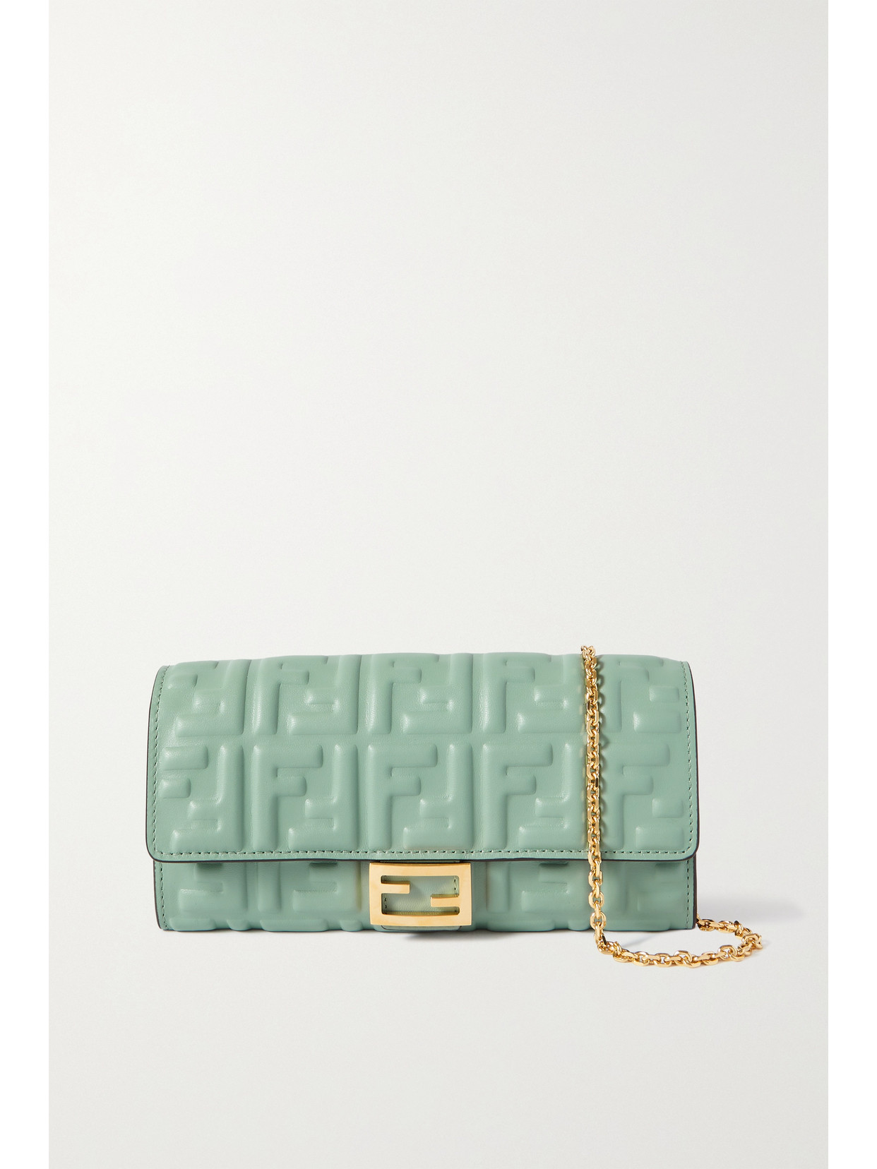 Fendi Embossed Leather Shoulder Bag In Green