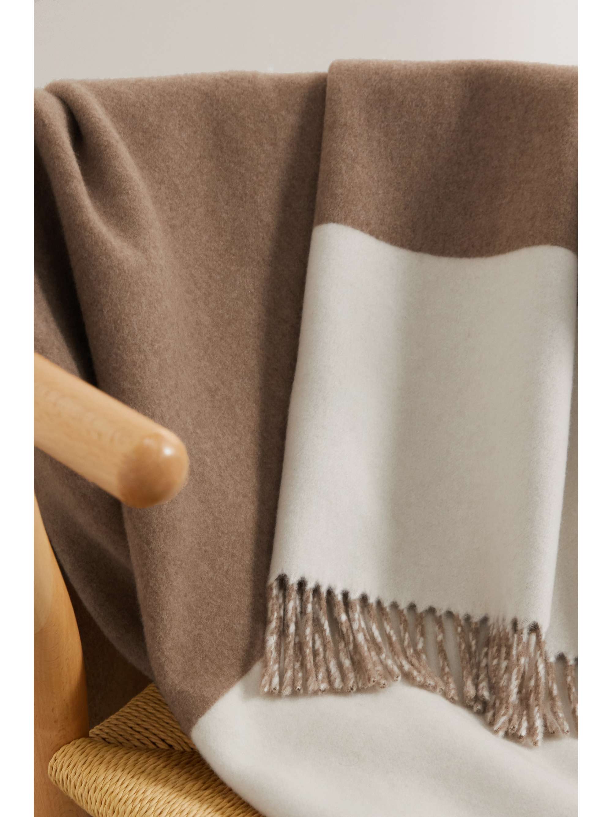 BRUNELLO CUCINELLI Fringed striped cashmere blanket