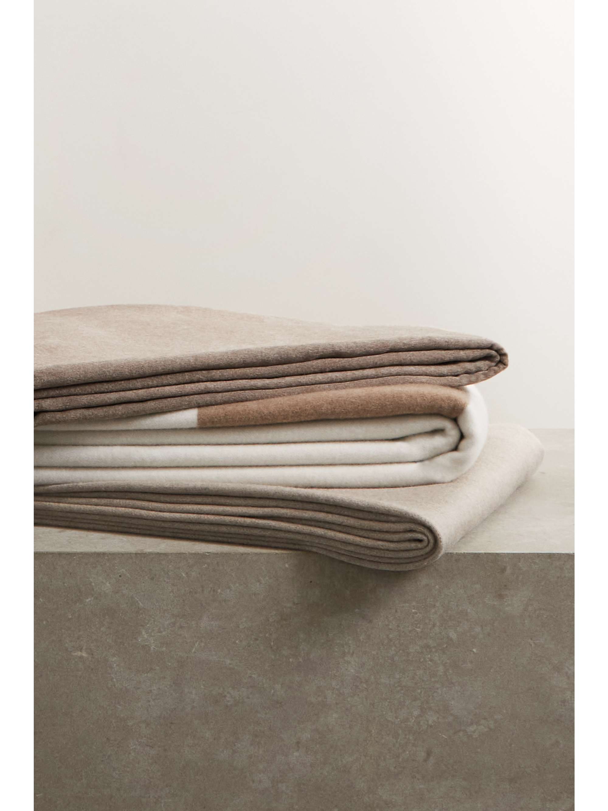 BRUNELLO CUCINELLI Fringed striped cashmere blanket
