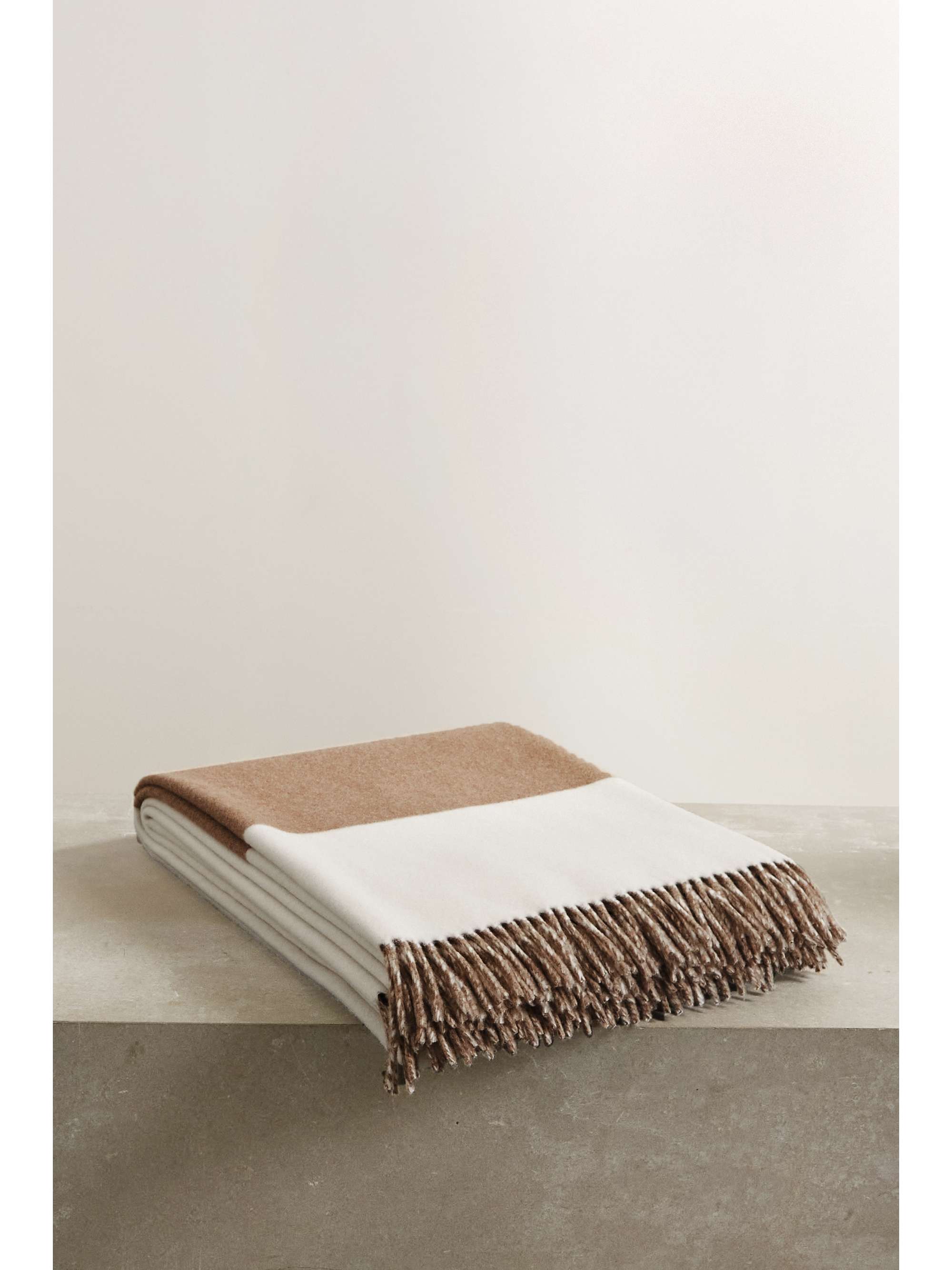 BRUNELLO CUCINELLI Fringed striped cashmere blanket
