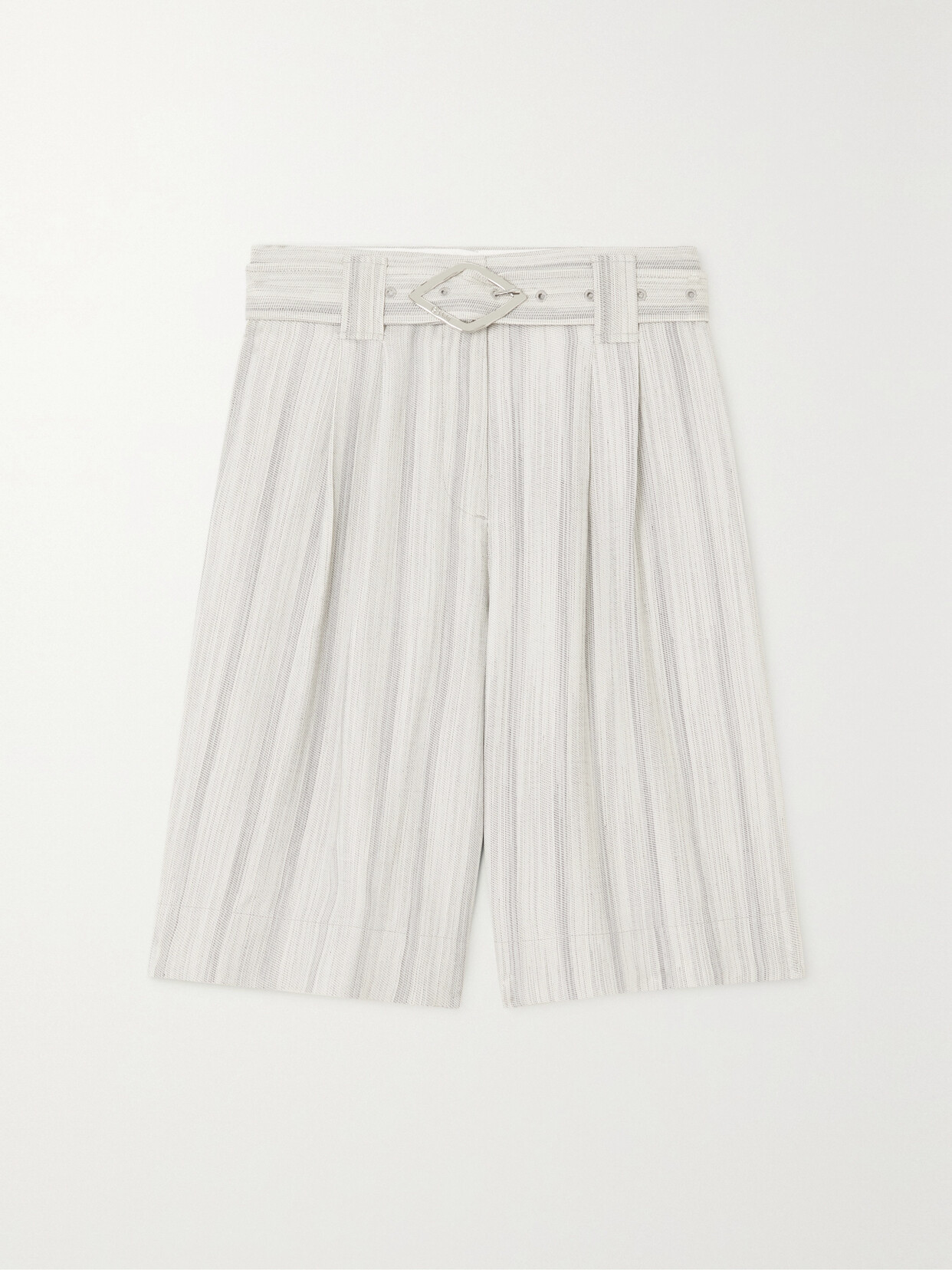 GANNI - Belted Striped Voile Shorts - Ivory