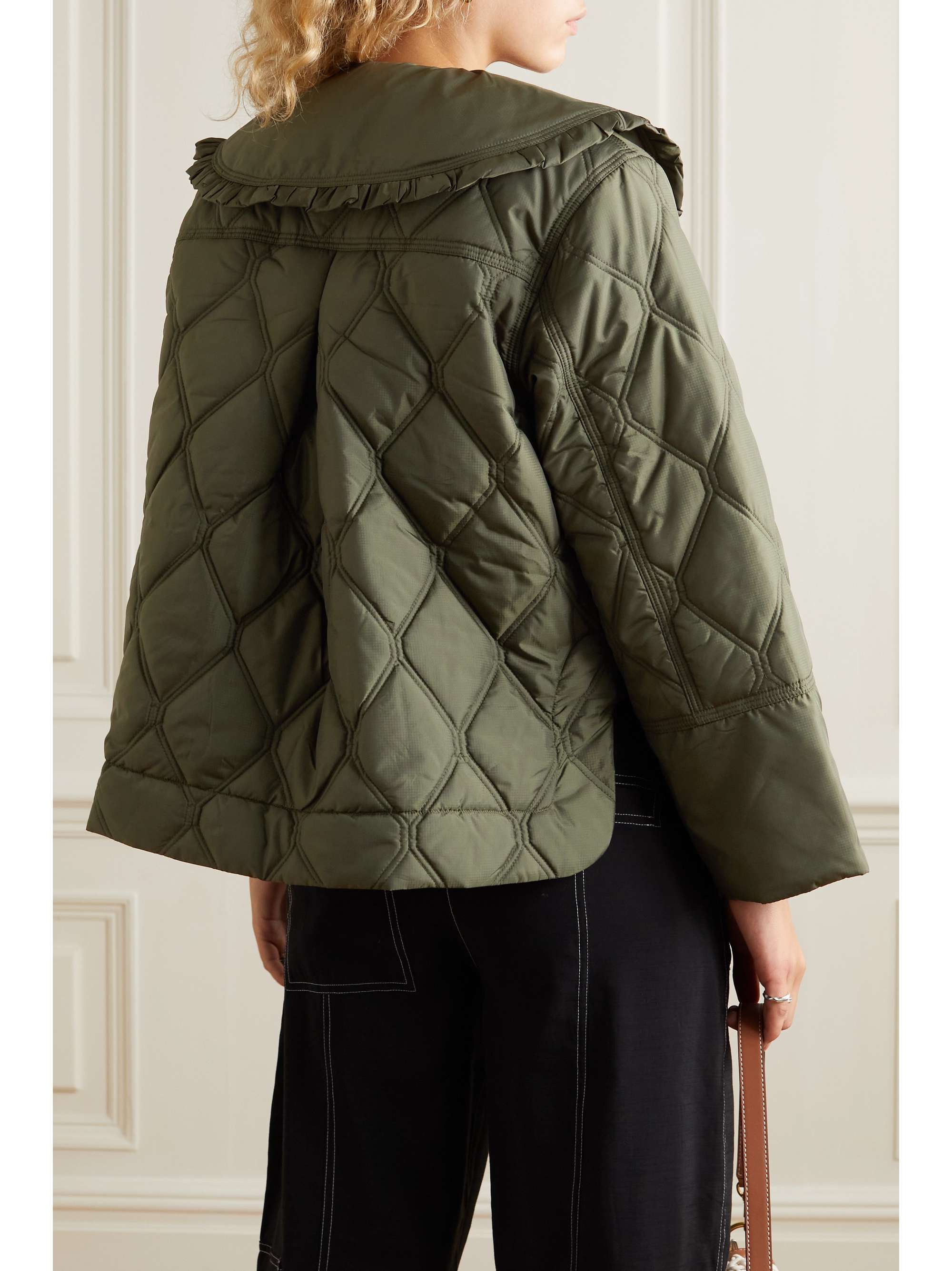 GANNI Ruffled quilted recycled shell jacket NETAPORTER