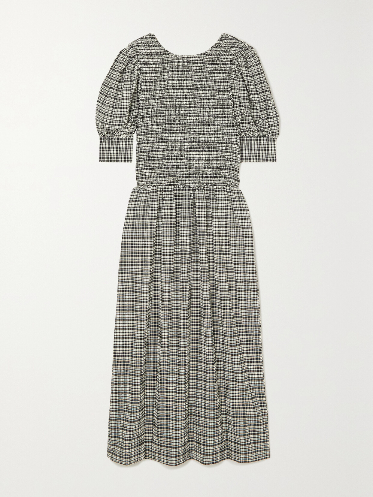Ganni Gray Open Back Midi Dress In Black