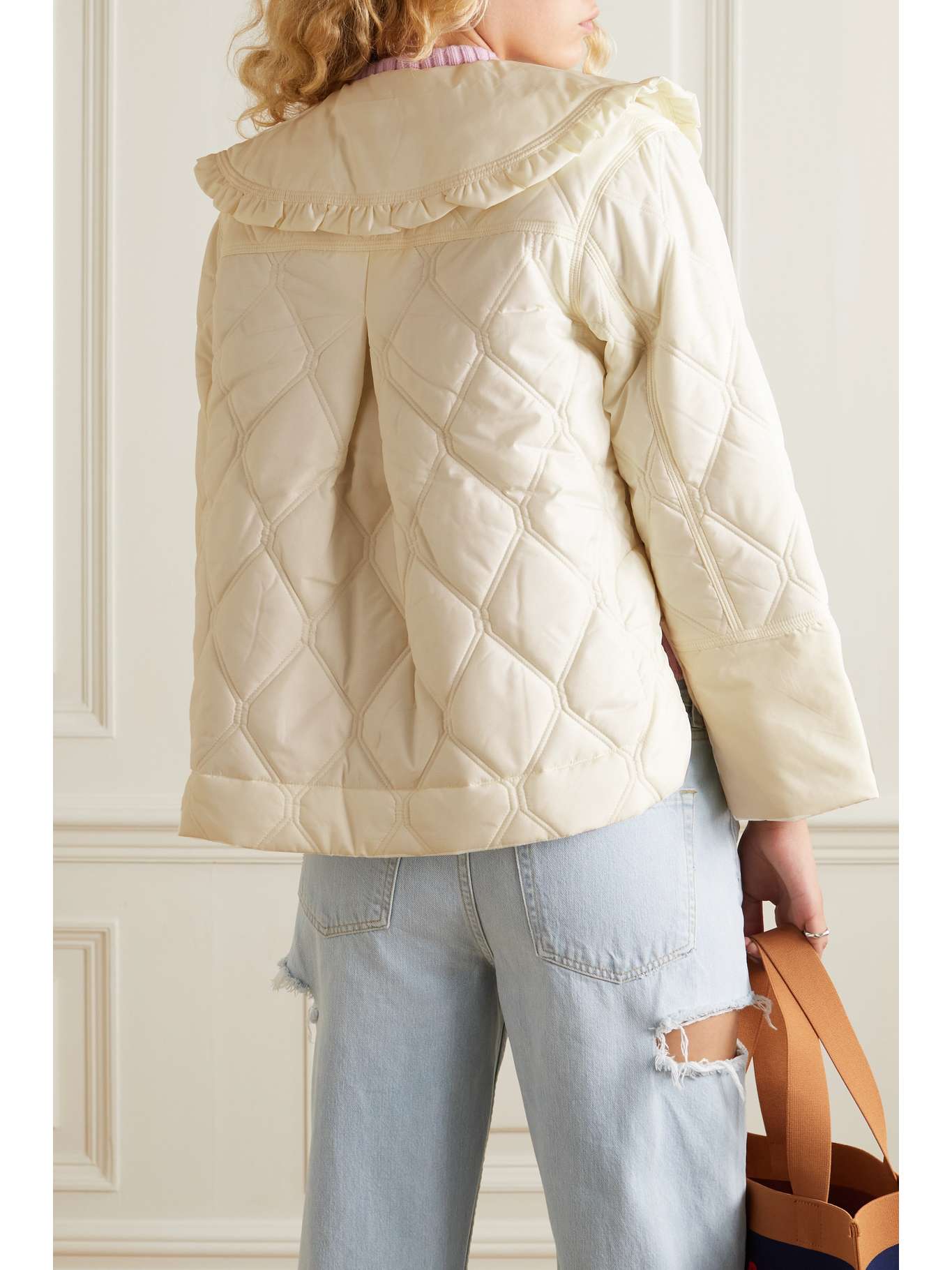 GANNI Ruffled quilted recycled shell jacket NETAPORTER