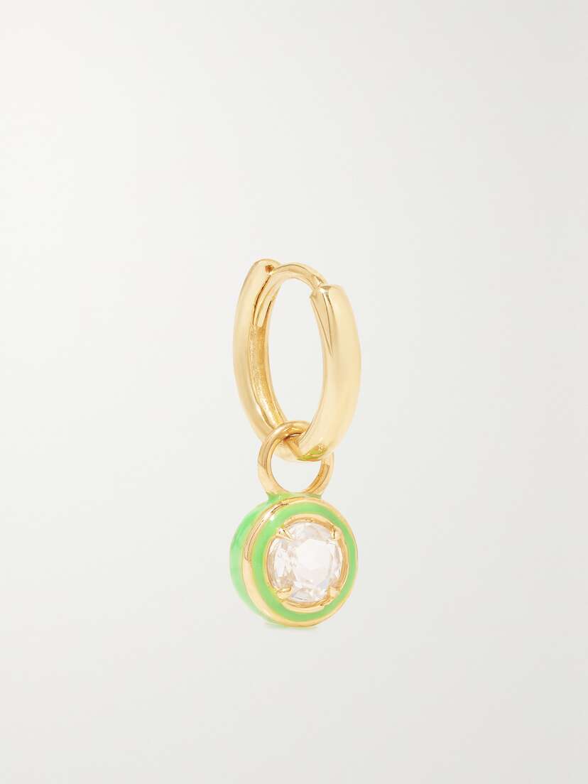Alison Lou Cocktail 14-karat Gold, Topaz And Enamel Single Hoop Earring