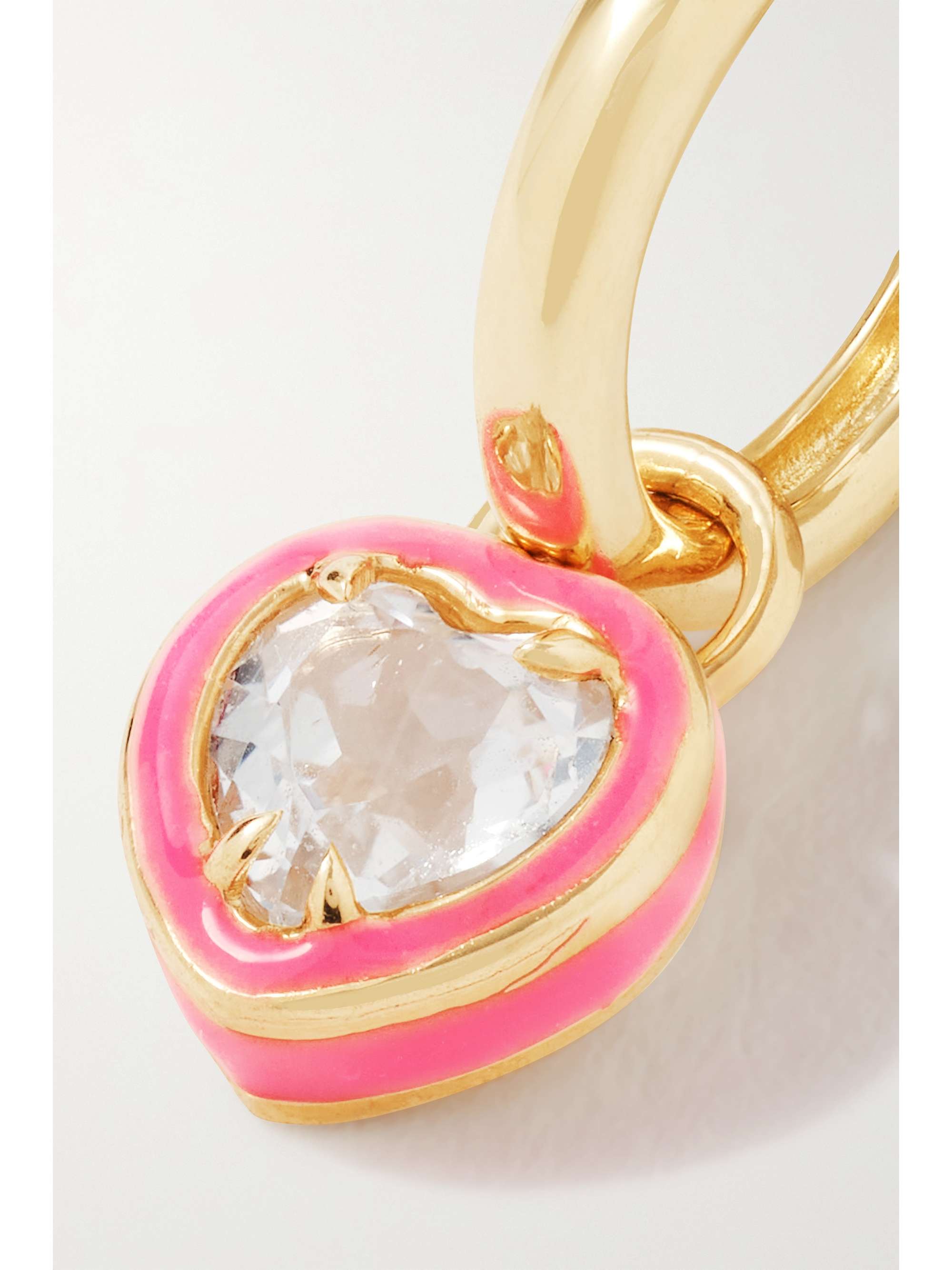 ALISON LOU Pear Cocktail 14-karat gold, topaz and enamel single hoop earring