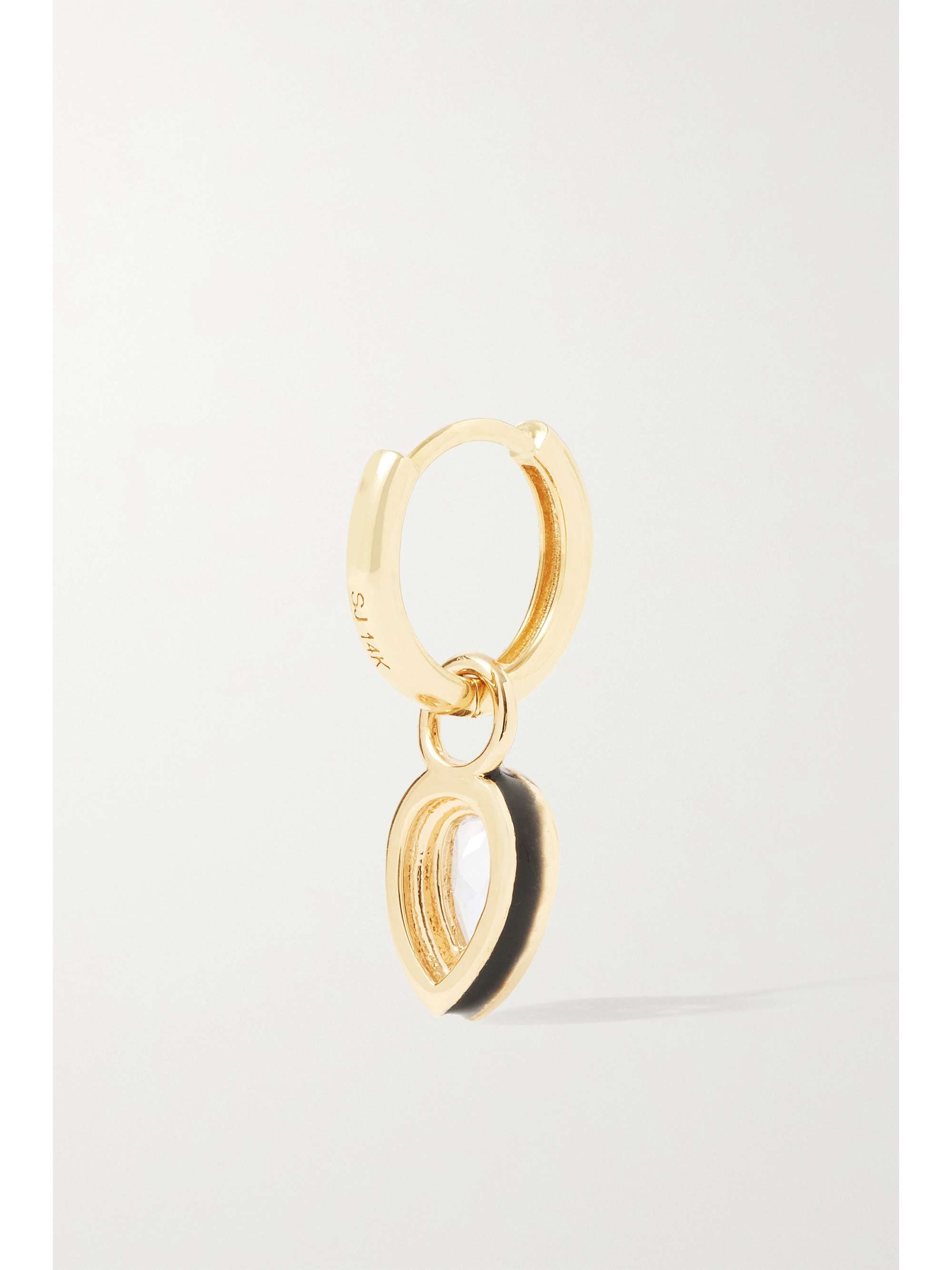 ALISON LOU Pear Cocktail 14-karat gold, topaz and enamel single hoop earring