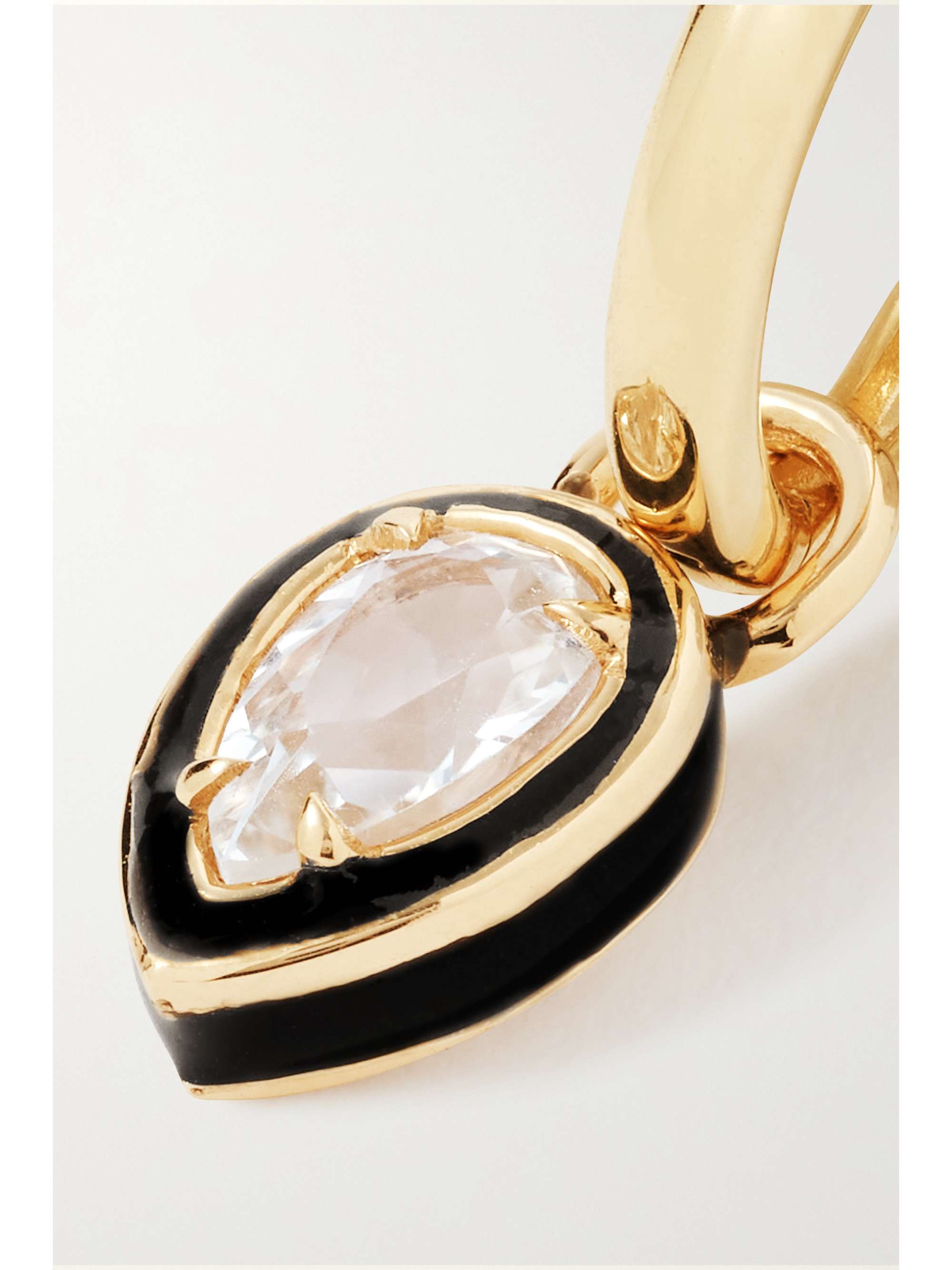 ALISON LOU Pear Cocktail 14-karat gold, topaz and enamel single hoop earring
