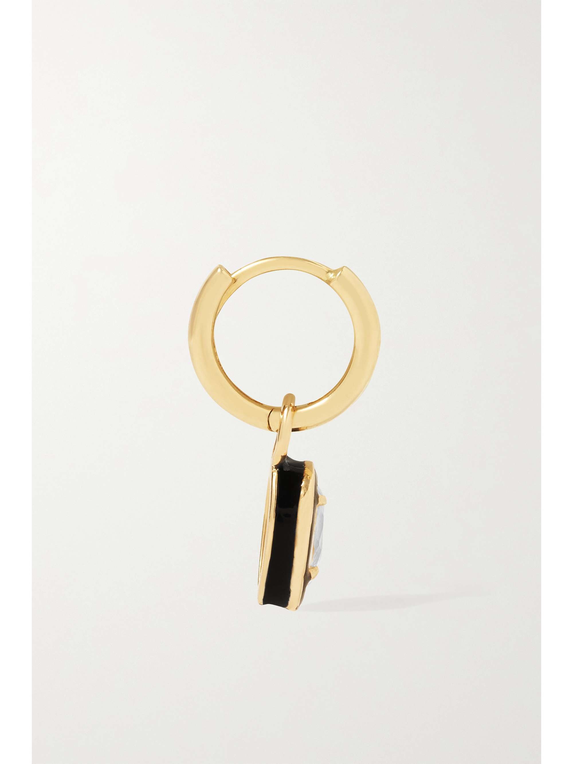 ALISON LOU Pear Cocktail 14-karat gold, topaz and enamel single hoop earring