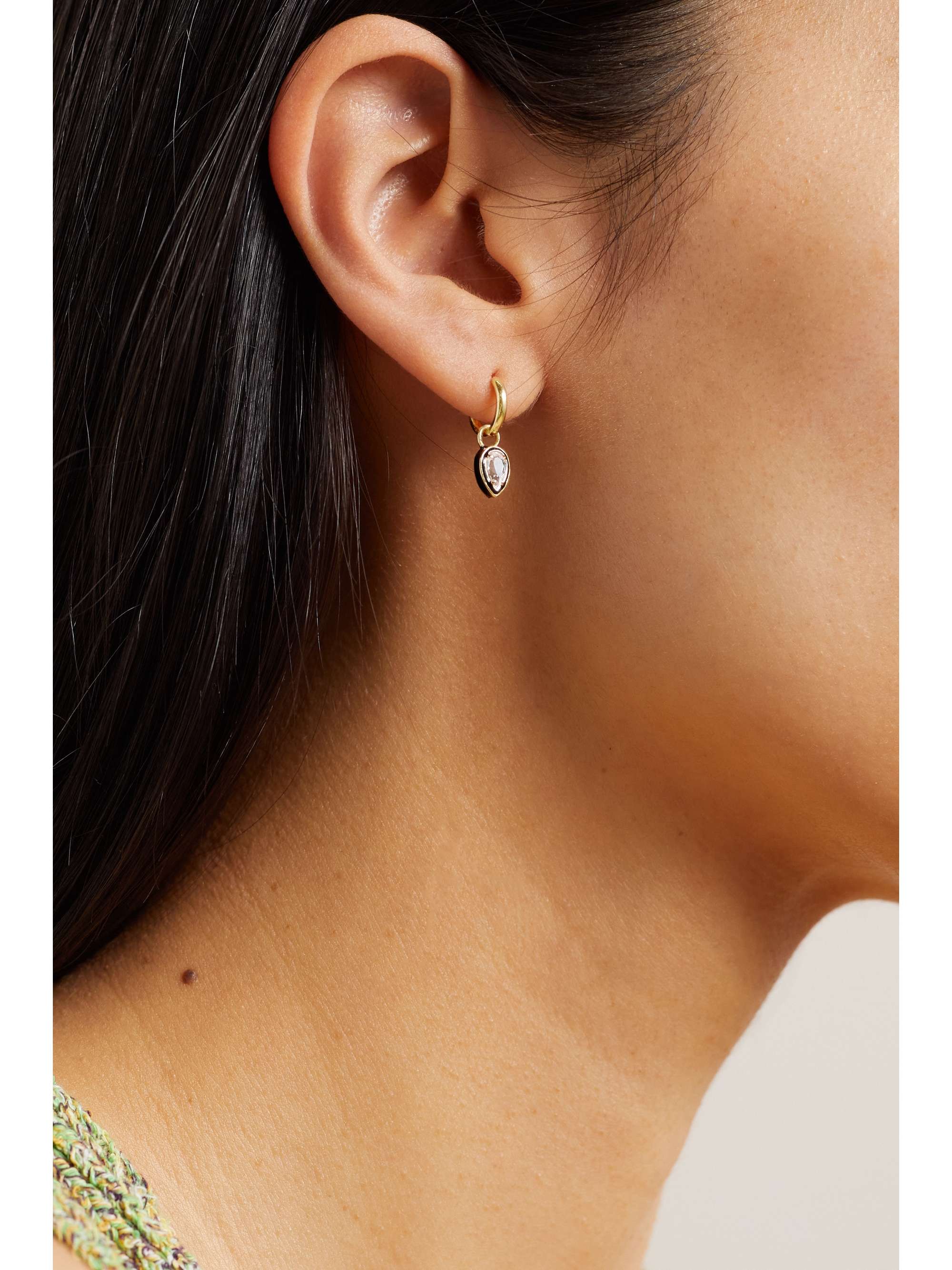 ALISON LOU Pear Cocktail 14-karat gold, topaz and enamel single hoop earring
