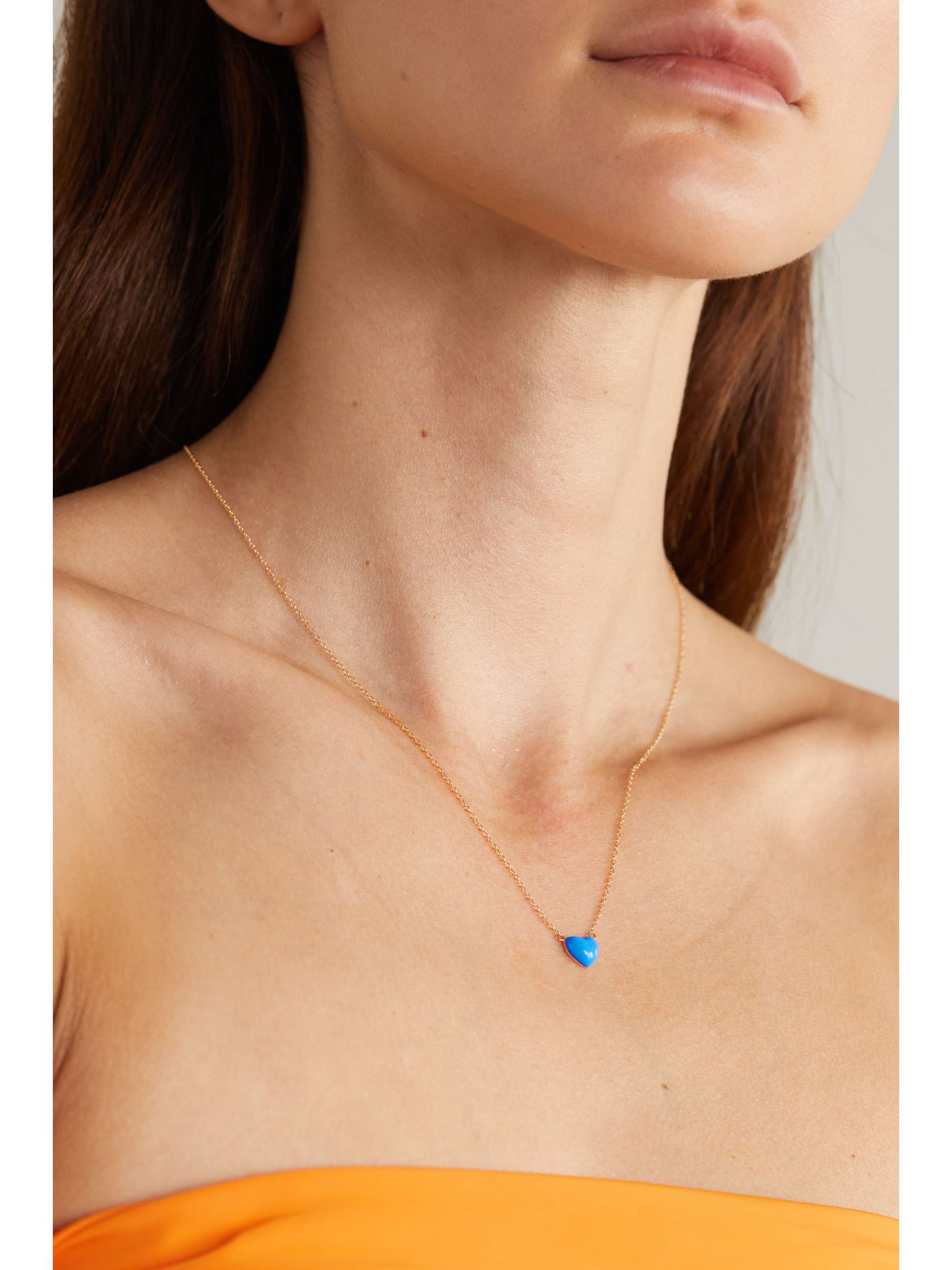 ALISON LOU Heart 14-karat gold and enamel necklace