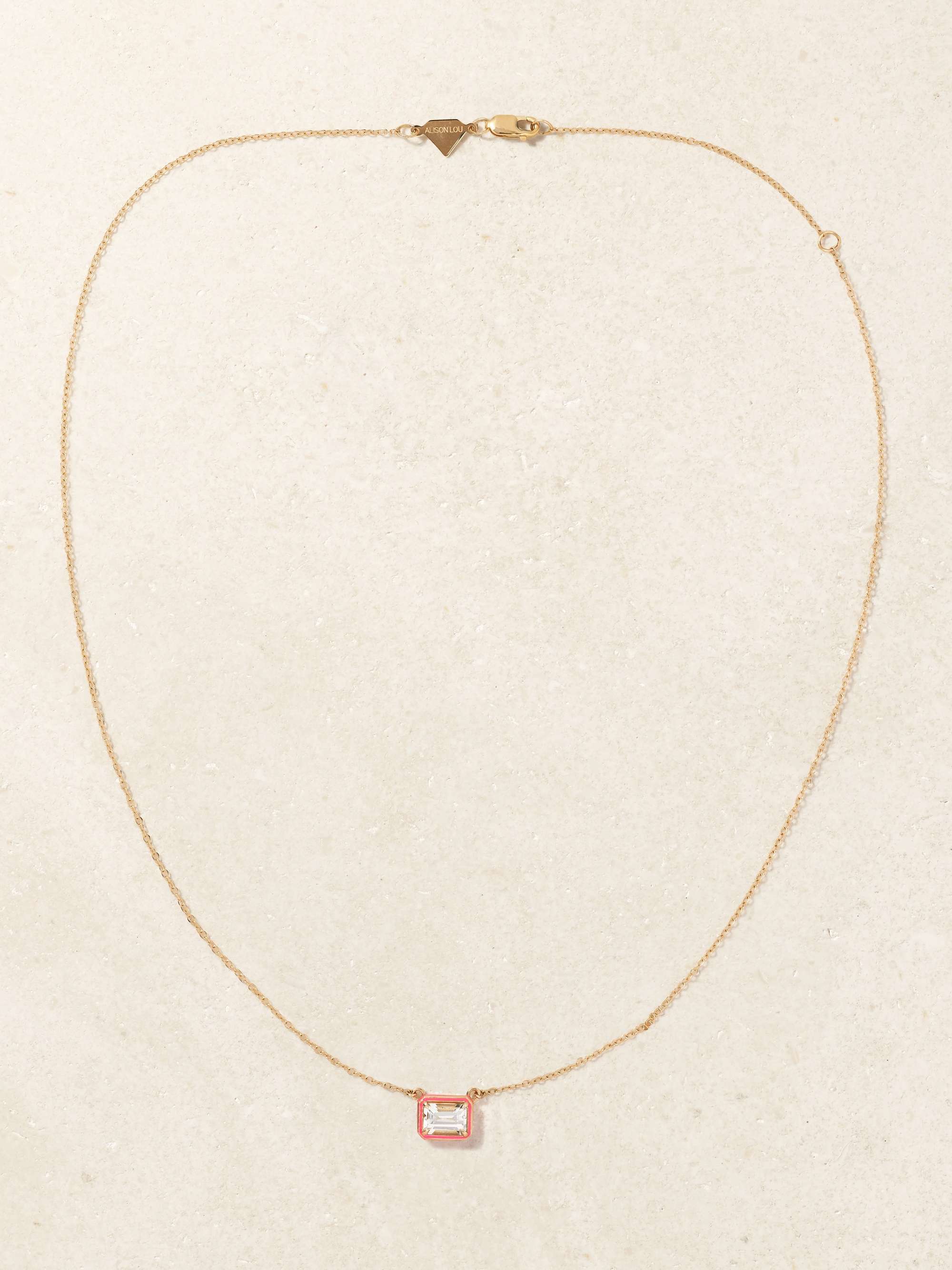 ALISON LOU Heart 14-karat gold, topaz and enamel necklace
