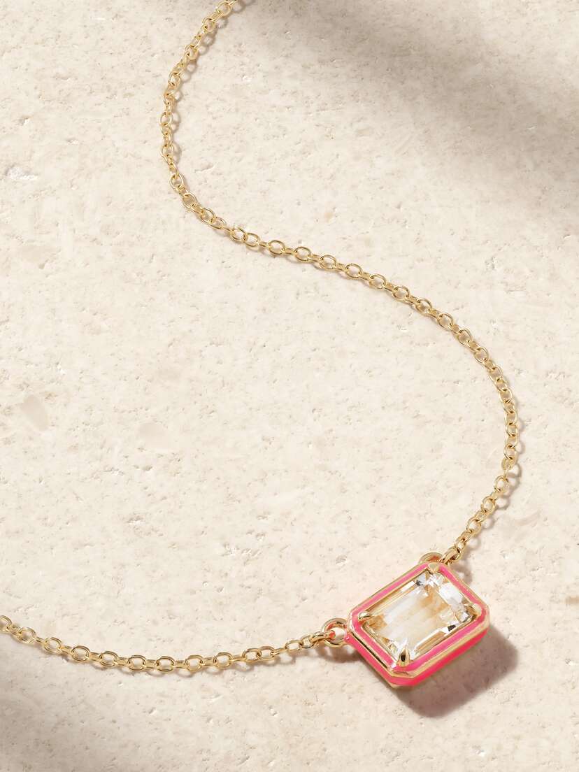 Alison Lou Cocktail 14-karat Gold, Topaz And Enamel Necklace