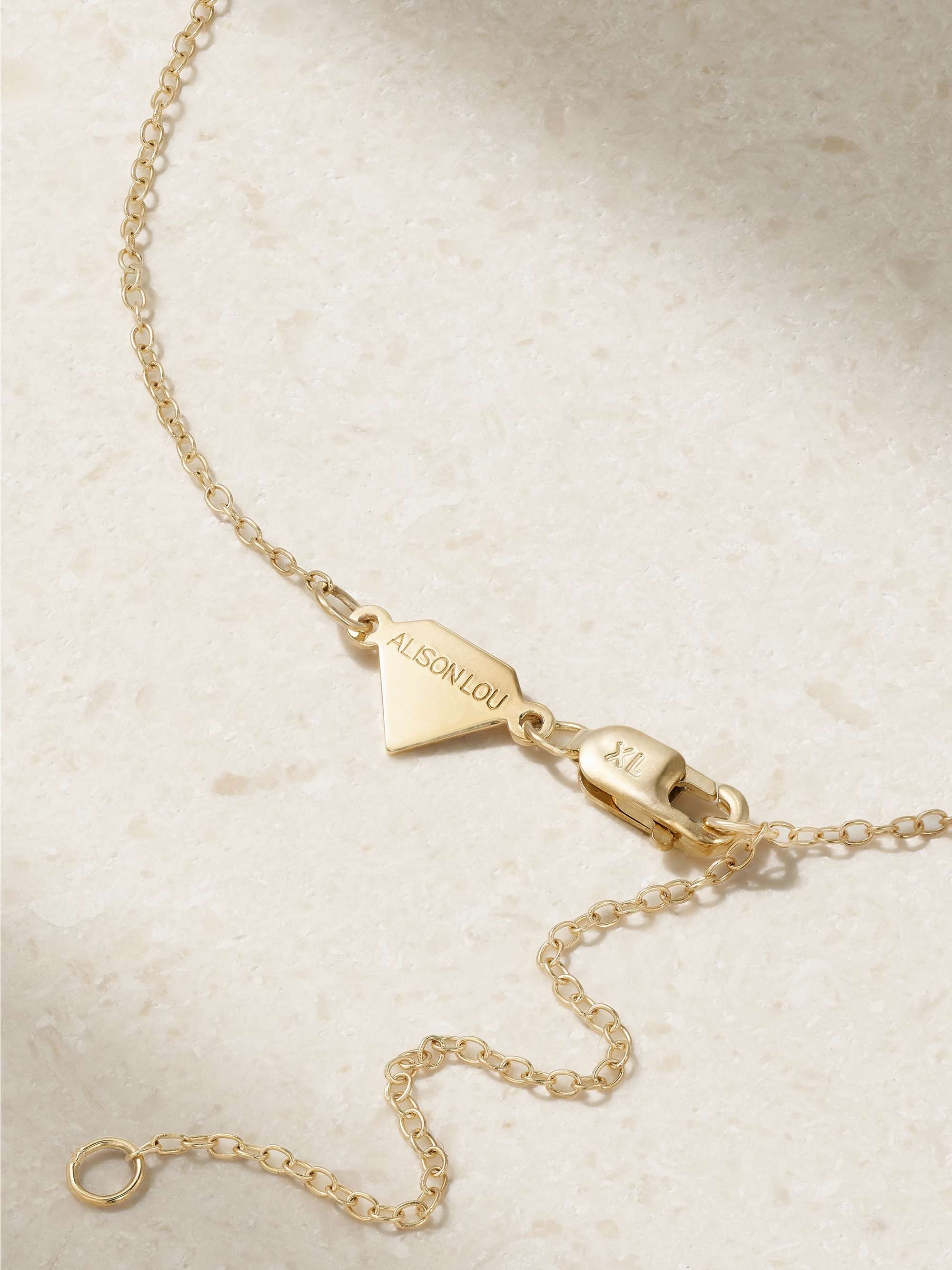 ALISON LOU Heart 14-karat gold, topaz and enamel necklace