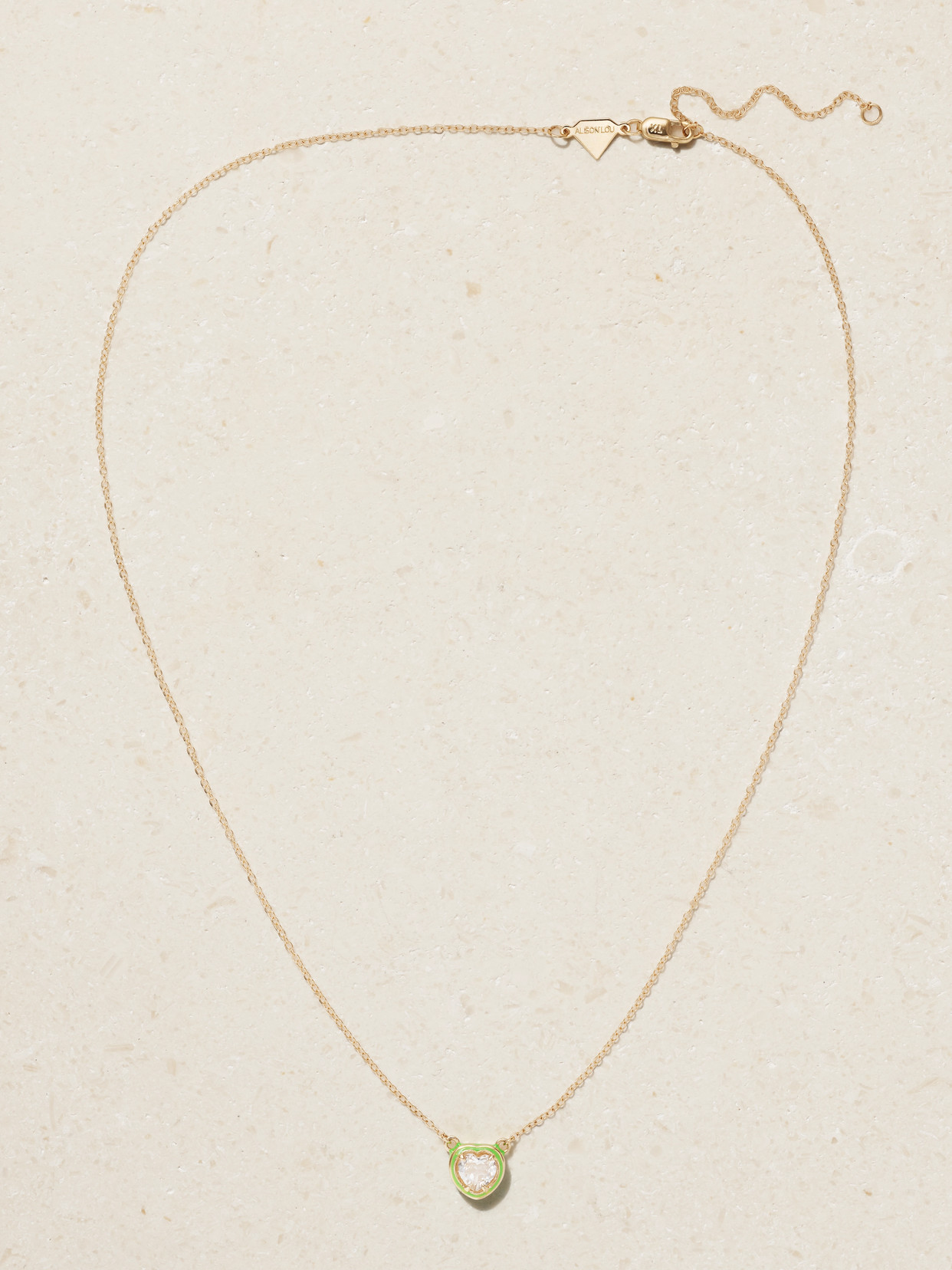 Alison Lou Heart 14-karat Gold, Topaz And Enamel Necklace In Gold