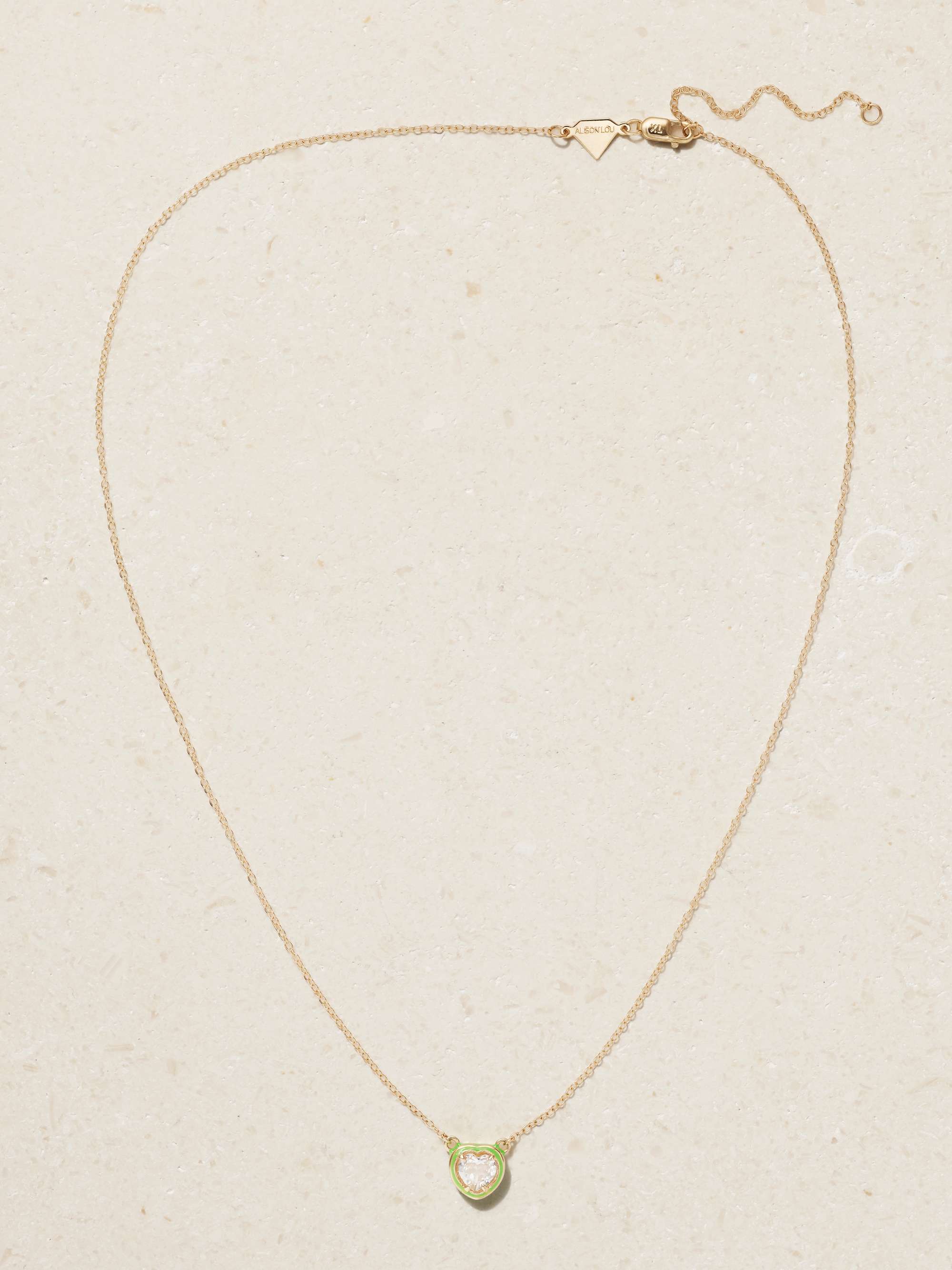 ALISON LOU Heart 14-karat gold, topaz and enamel necklace