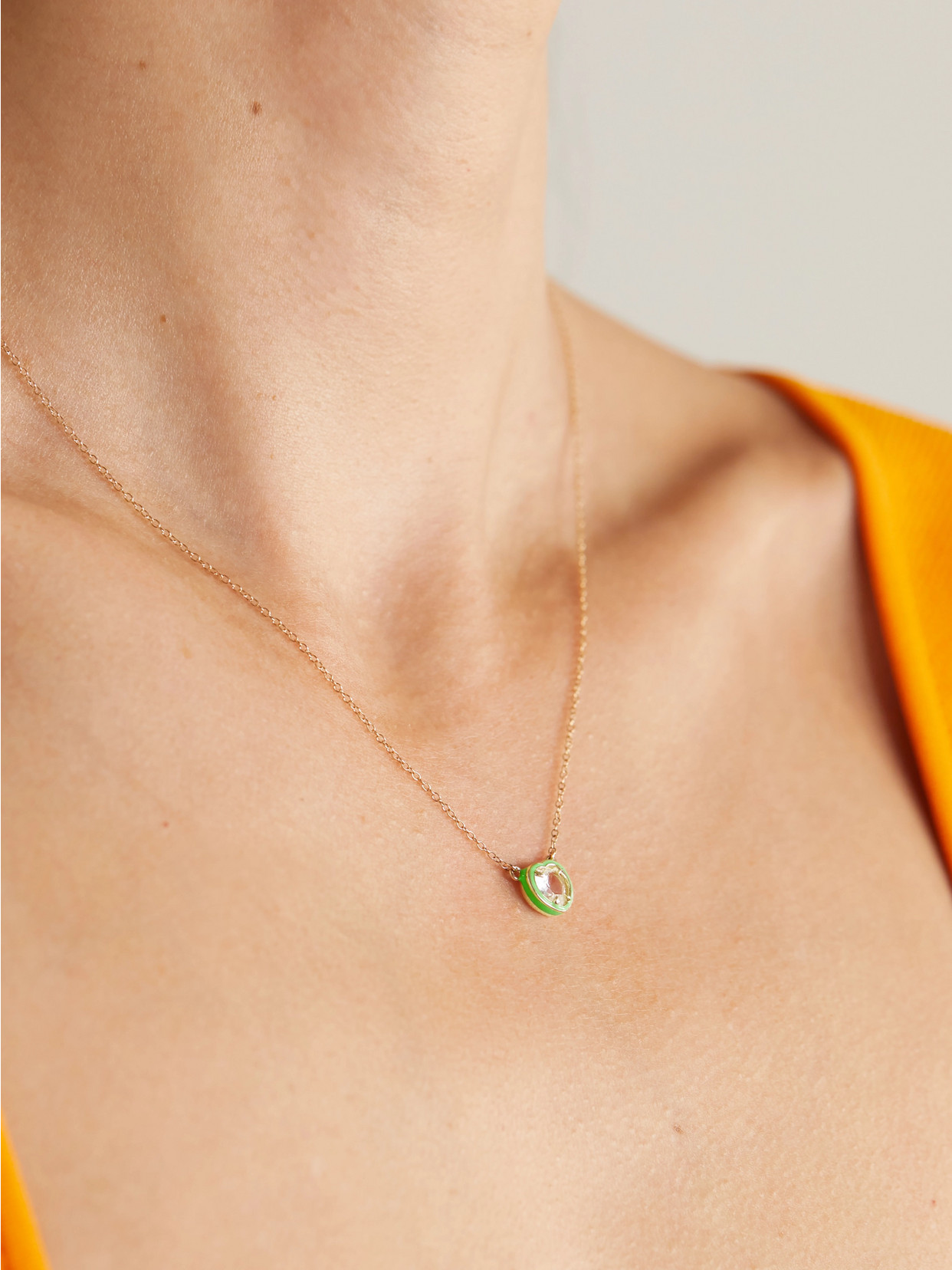 Alison Lou Heart 14-karat Gold, Topaz And Enamel Necklace In Gold