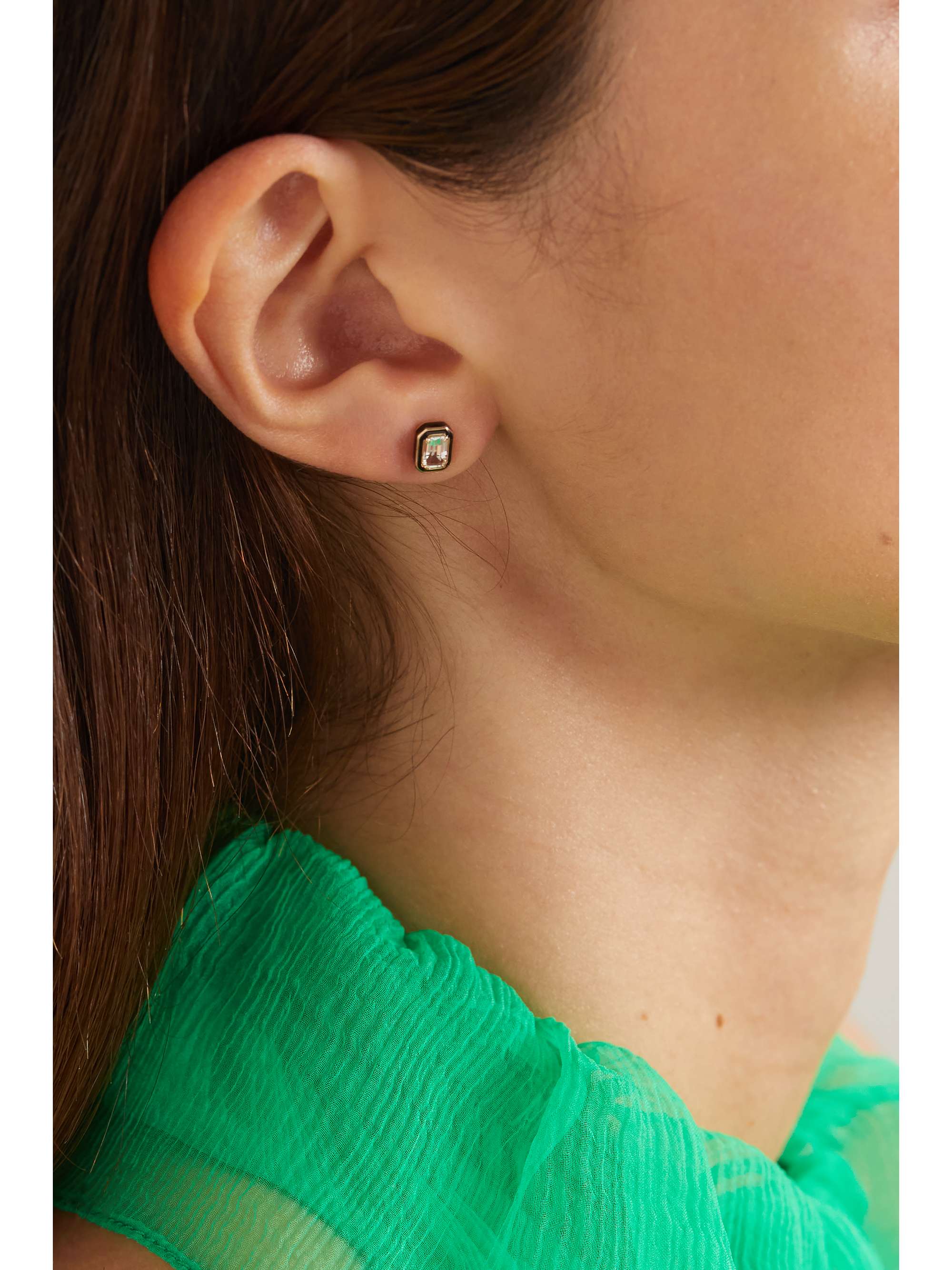 ALISON LOU Cocktail 14-karat gold, topaz and enamel single earring