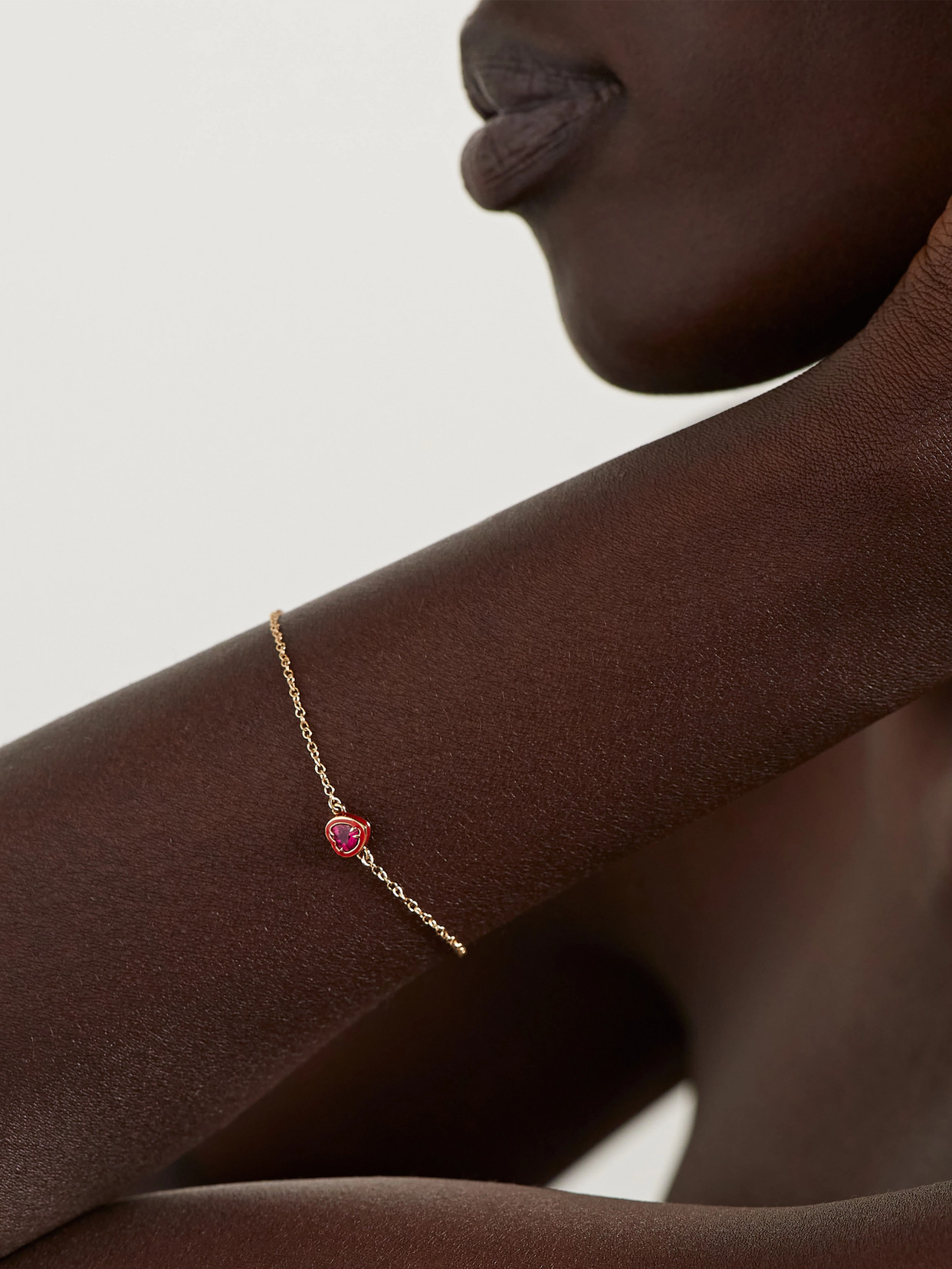 Alison Lou Cocktail 14-karat Gold, Ruby And Enamel Bracelet In Gold