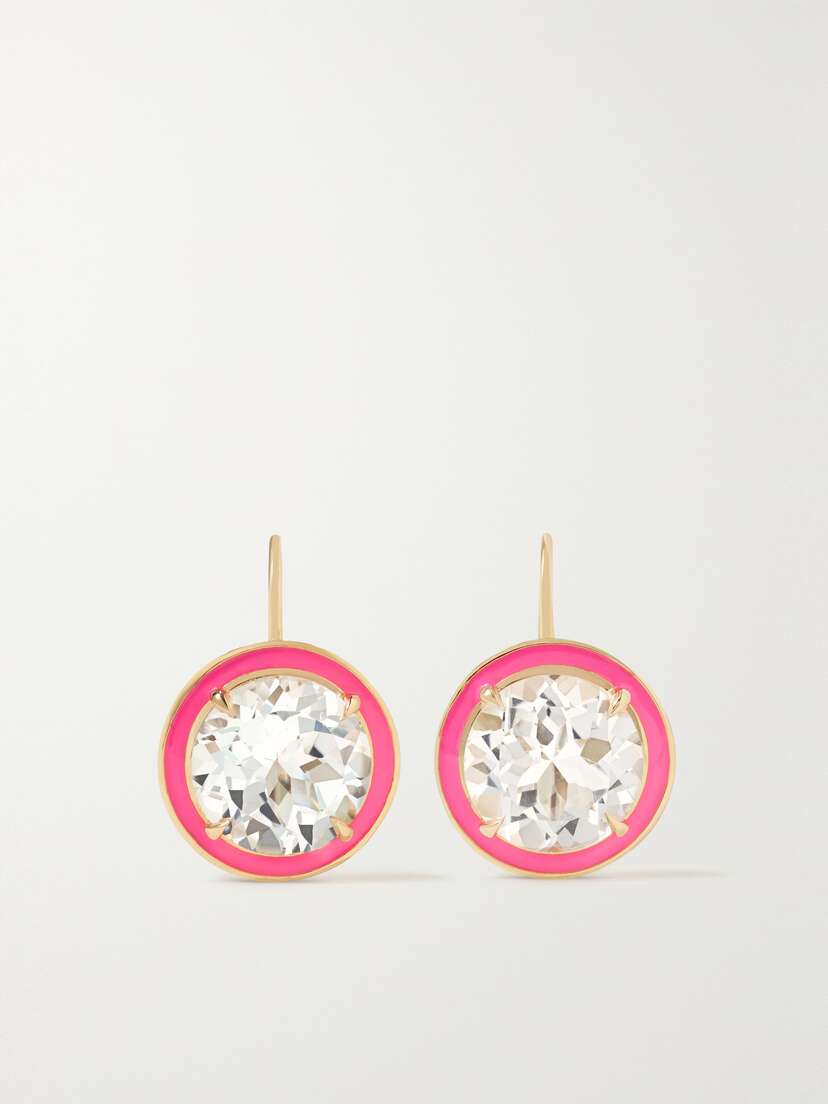 Alison Lou Cocktail 14-karat Gold, Topaz And Enamel Earrings