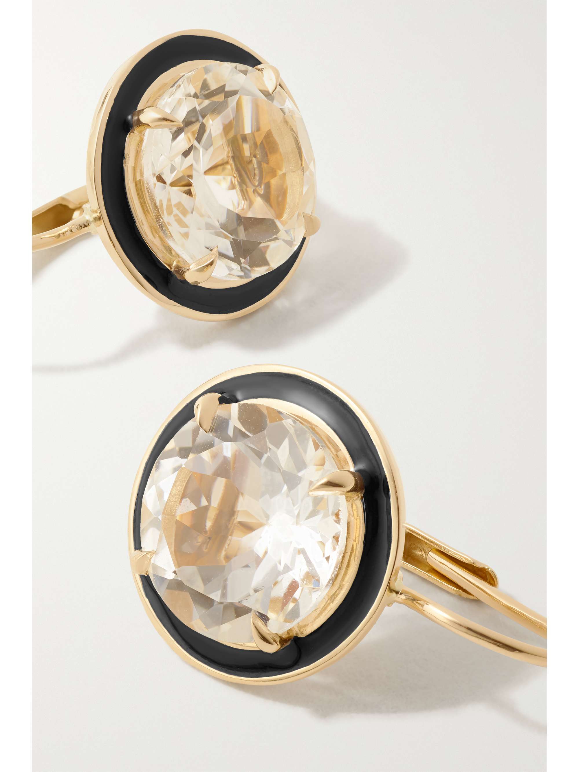 ALISON LOU Cocktail 14-karat gold, topaz and enamel earrings