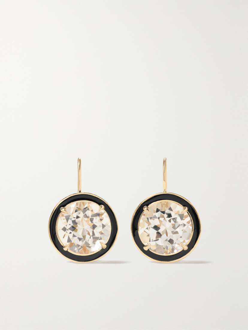 Alison Lou Cocktail 14-karat Gold, Topaz And Enamel Earrings