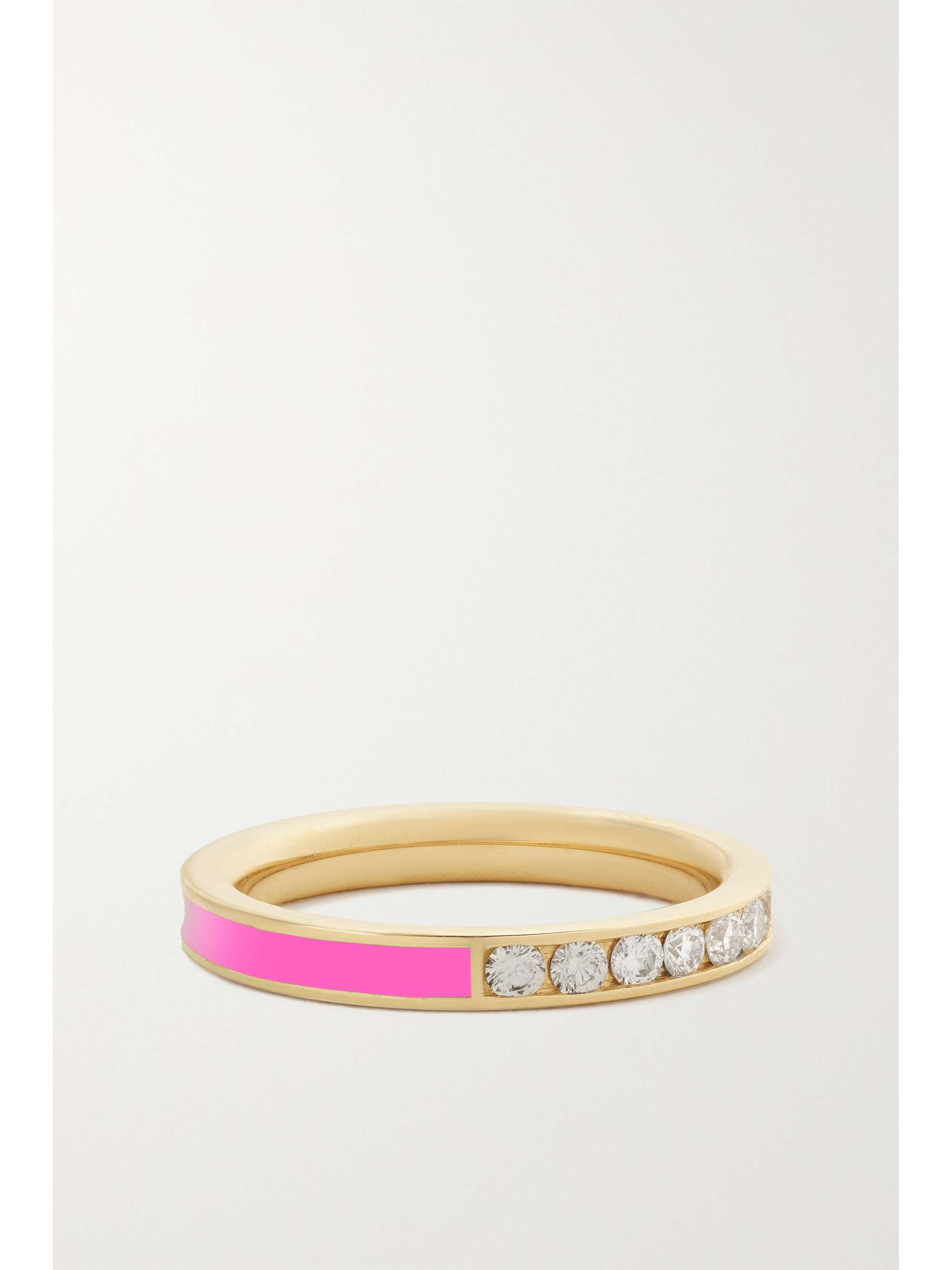 ALISON LOU Linear 14-karat gold, diamond and enamel ring