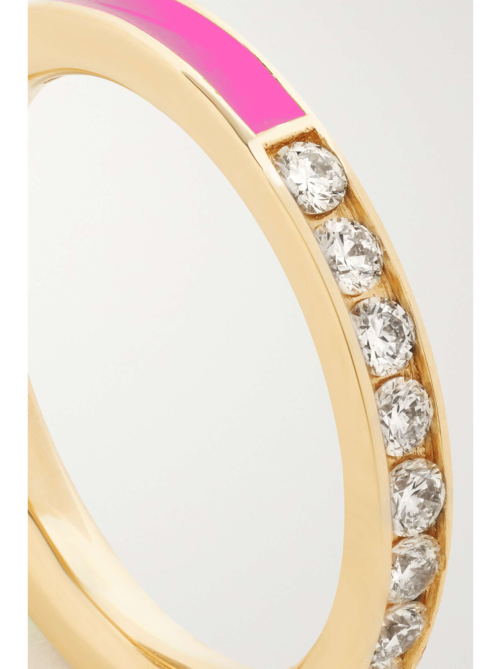 ALISON LOU Linear 14-karat gold, diamond and enamel ring