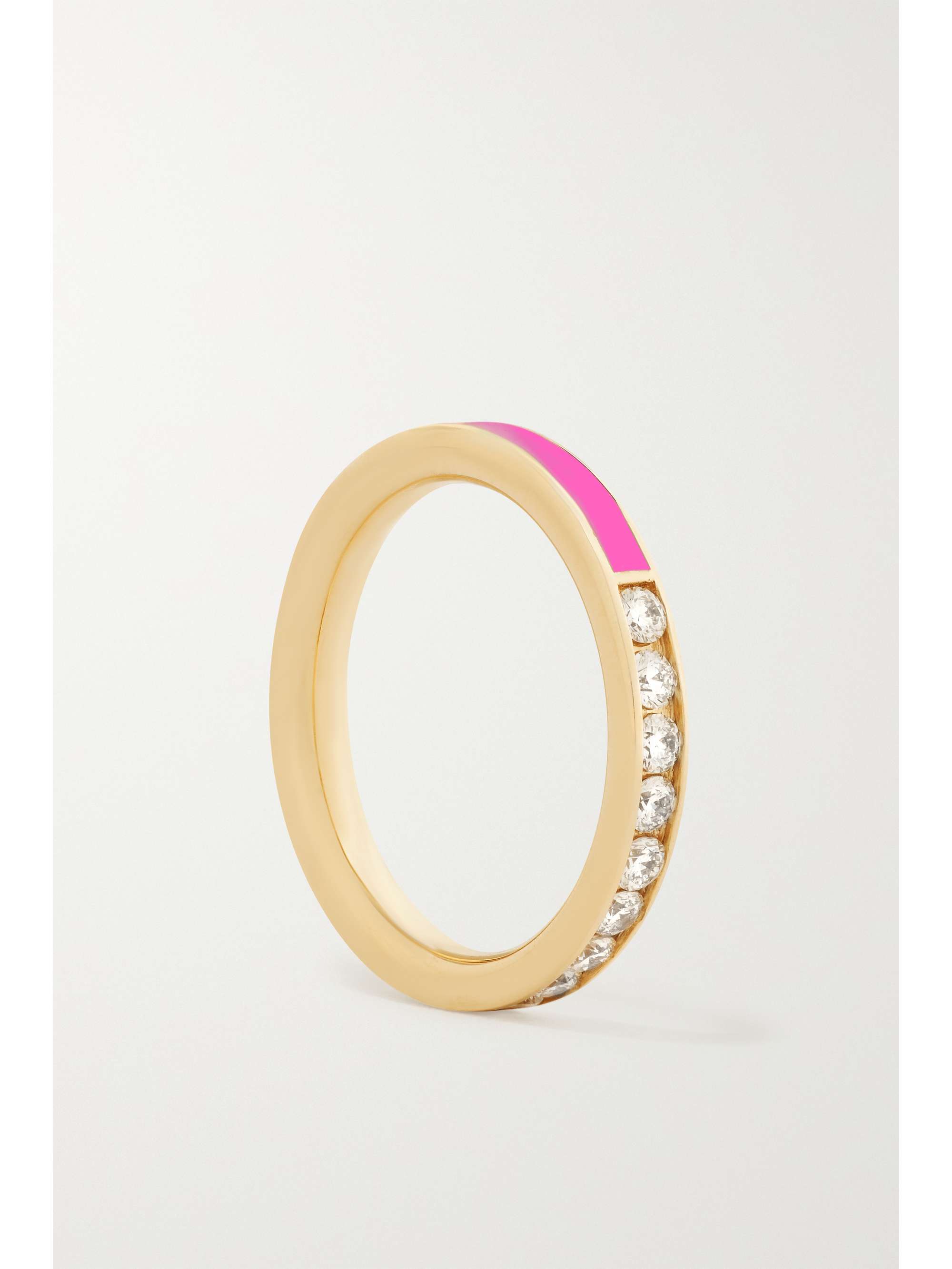ALISON LOU Linear 14-karat gold, diamond and enamel ring