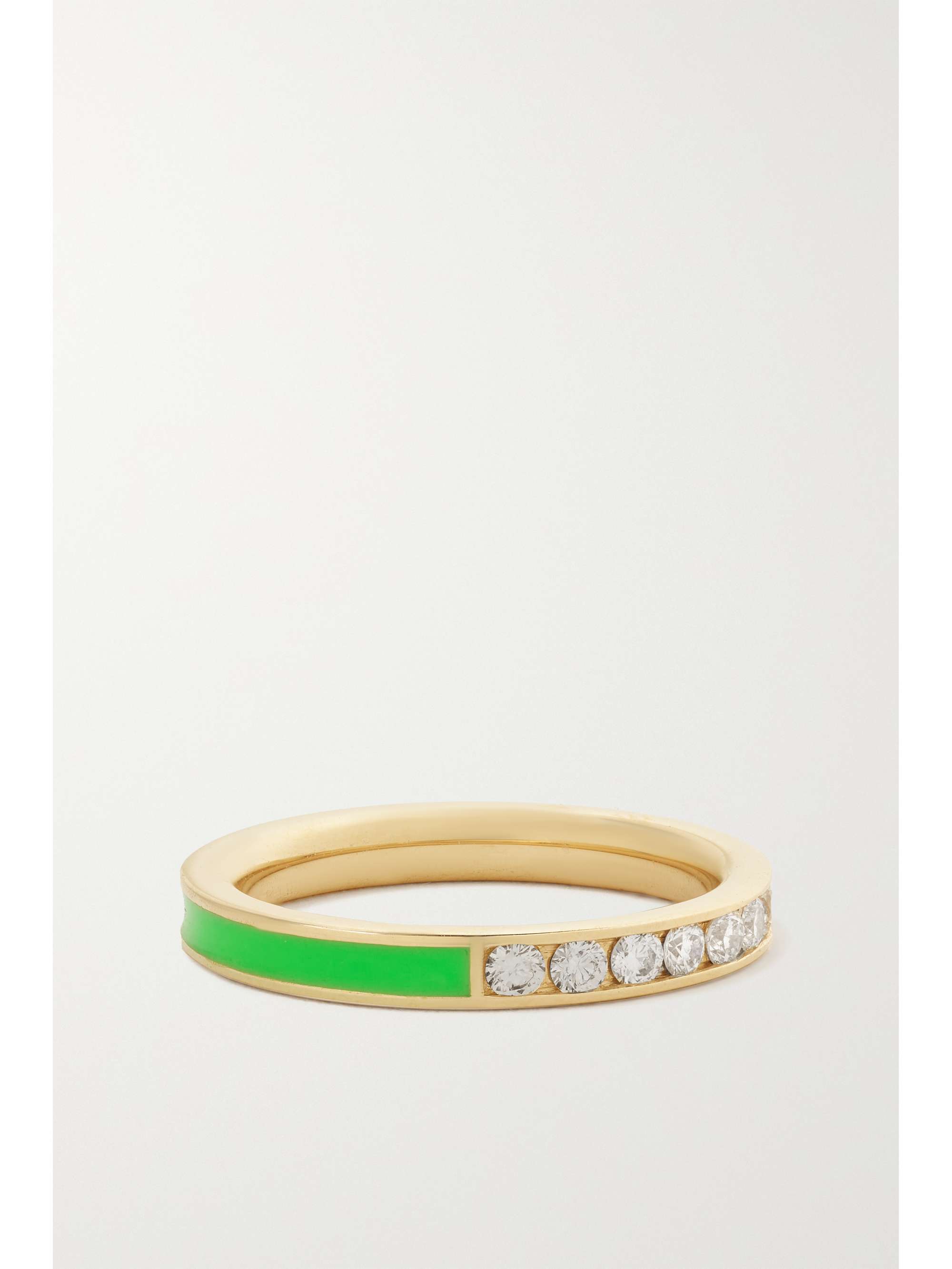 ALISON LOU Linear 14-karat gold, diamond and enamel ring