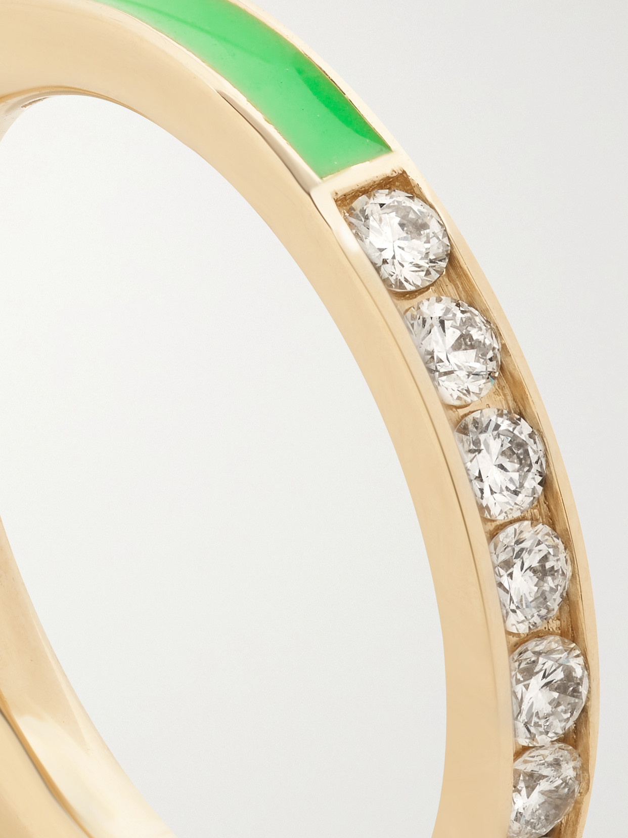 Alison Lou Linear 14-karat Gold, Diamond And Enamel Ring In Gold