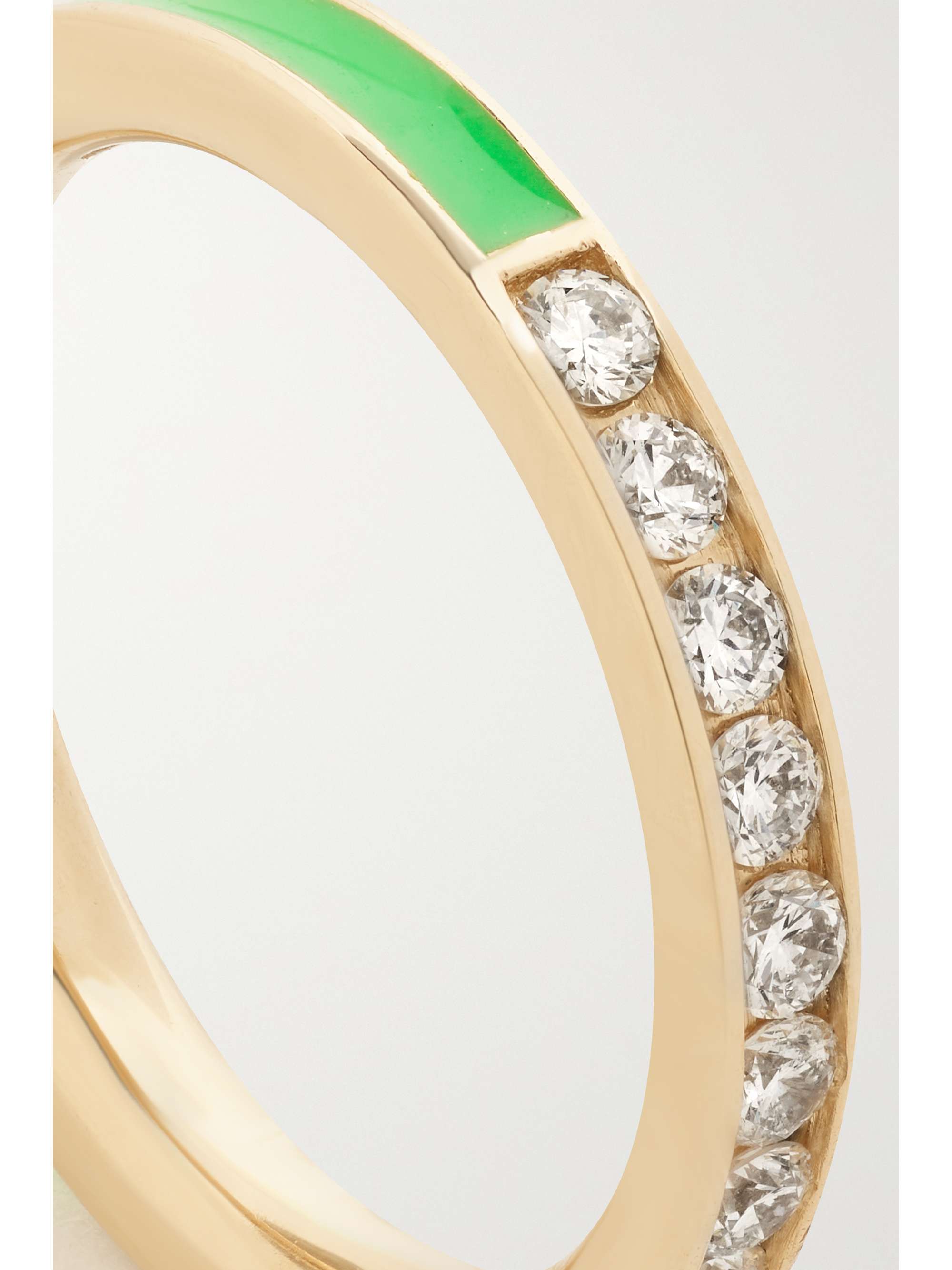 ALISON LOU Linear 14-karat gold, diamond and enamel ring