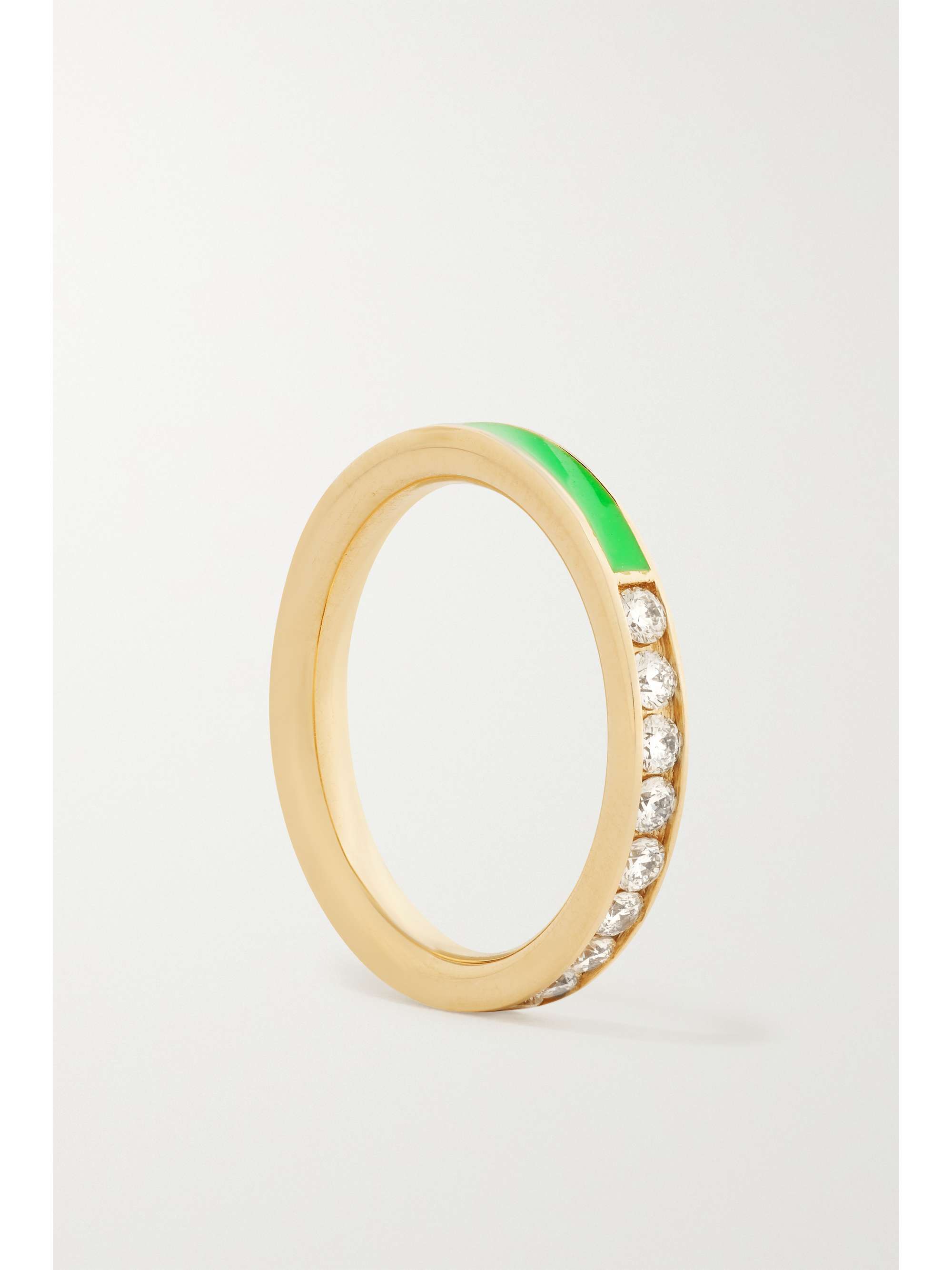 ALISON LOU Linear 14-karat gold, diamond and enamel ring