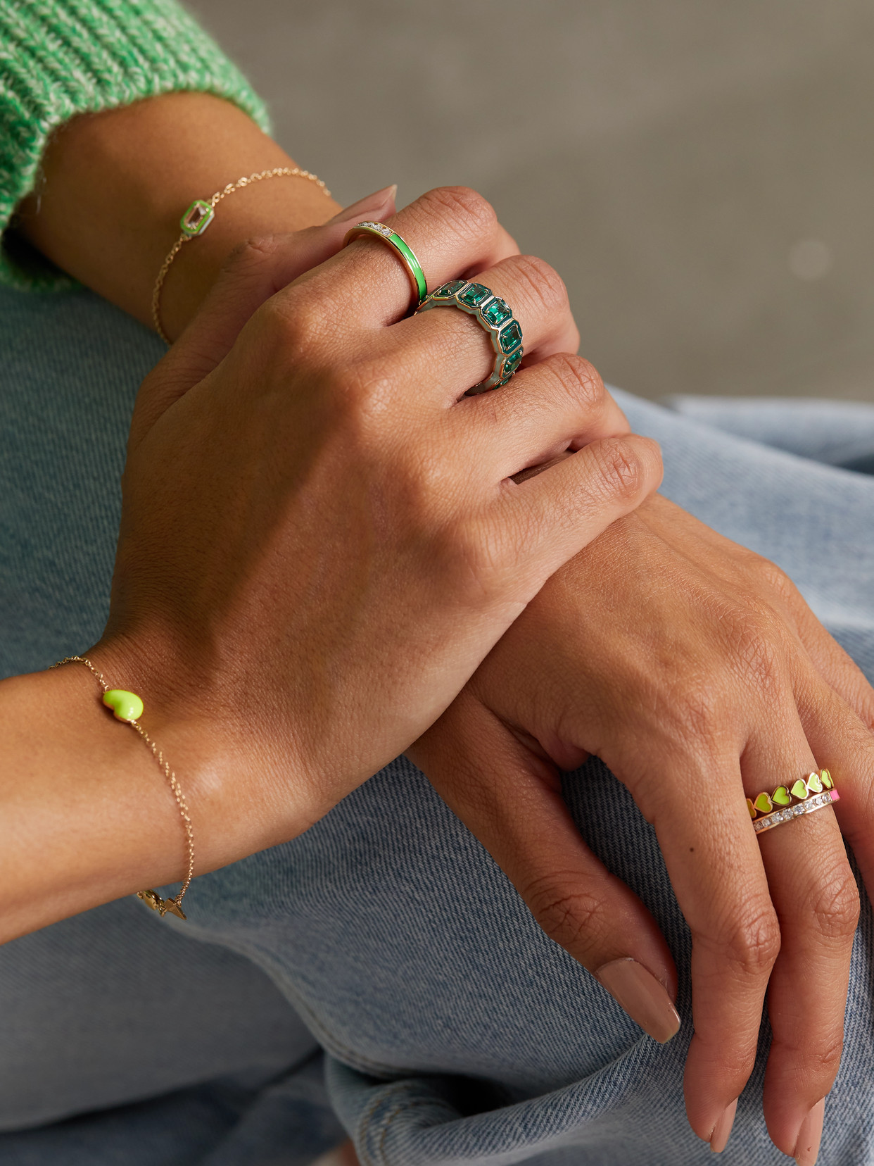Alison Lou Linear 14-karat Gold, Diamond And Enamel Ring In Gold