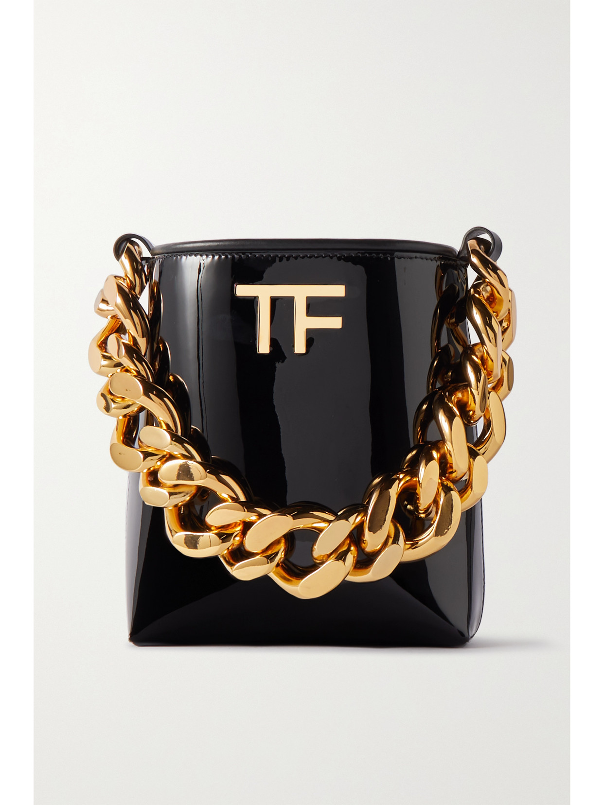 TOM FORD - Mini Patent-leather Bucket Bag - Black