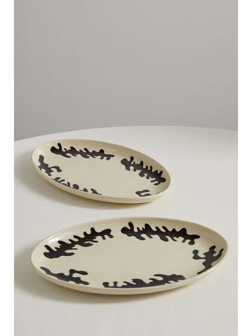MARLOE MARLOE + Net Sustain Set Of Two Glazed Ceramic Dinner Plates