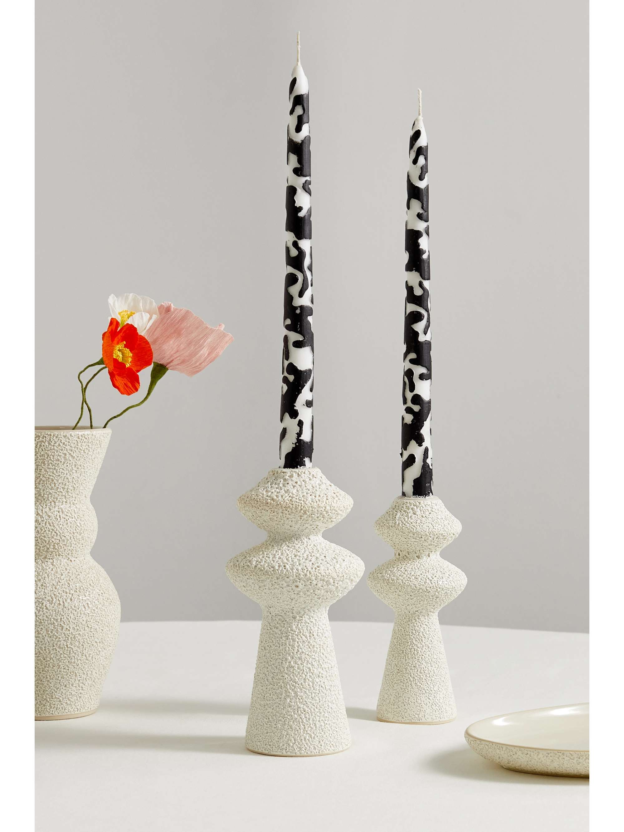 MARLOE MARLOE + NET SUSTAIN Jagger set of two glazed ceramic candlestick holders