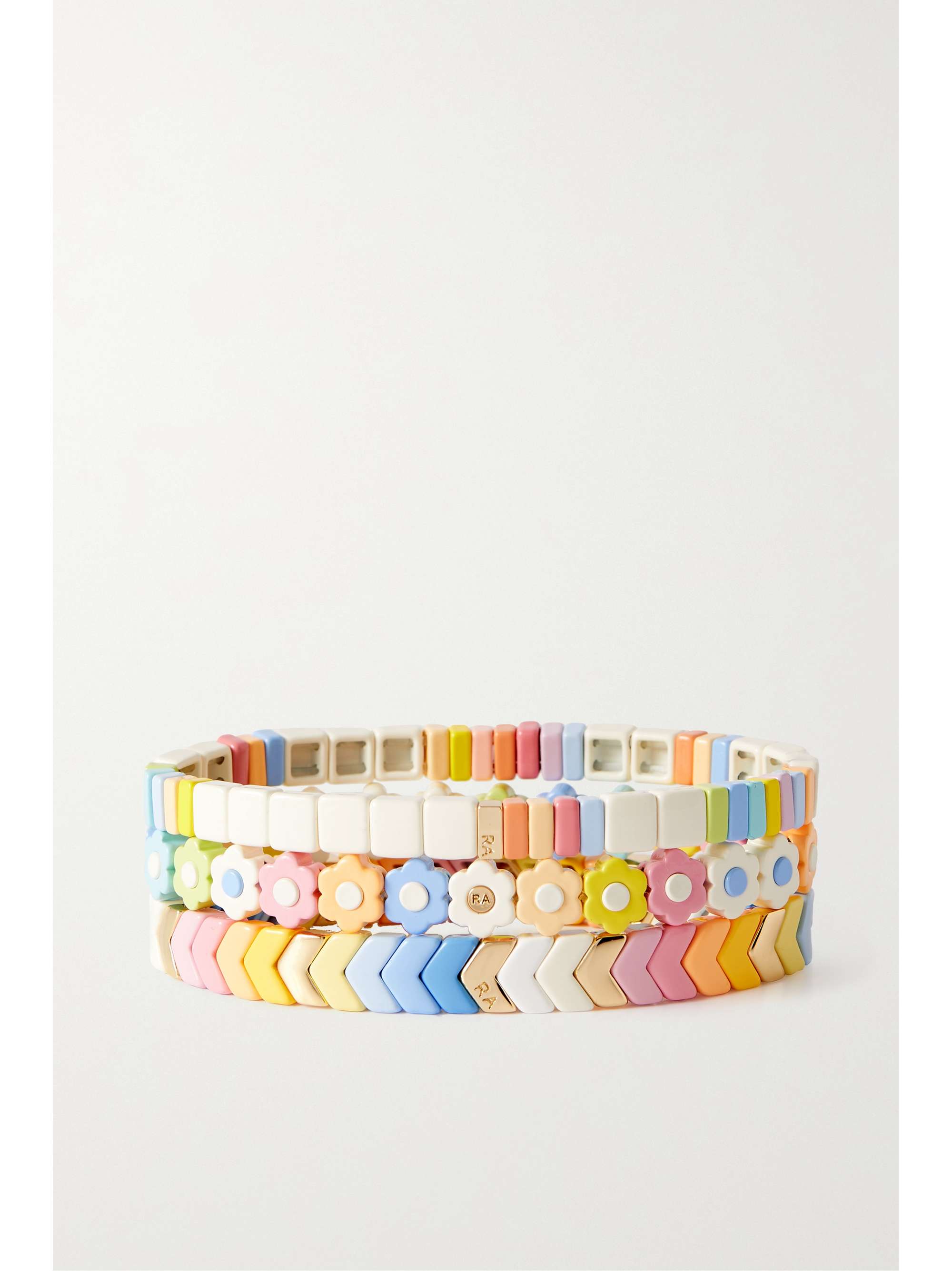ROXANNE ASSOULIN Bloom set of three enamel and gold-tone bracelets