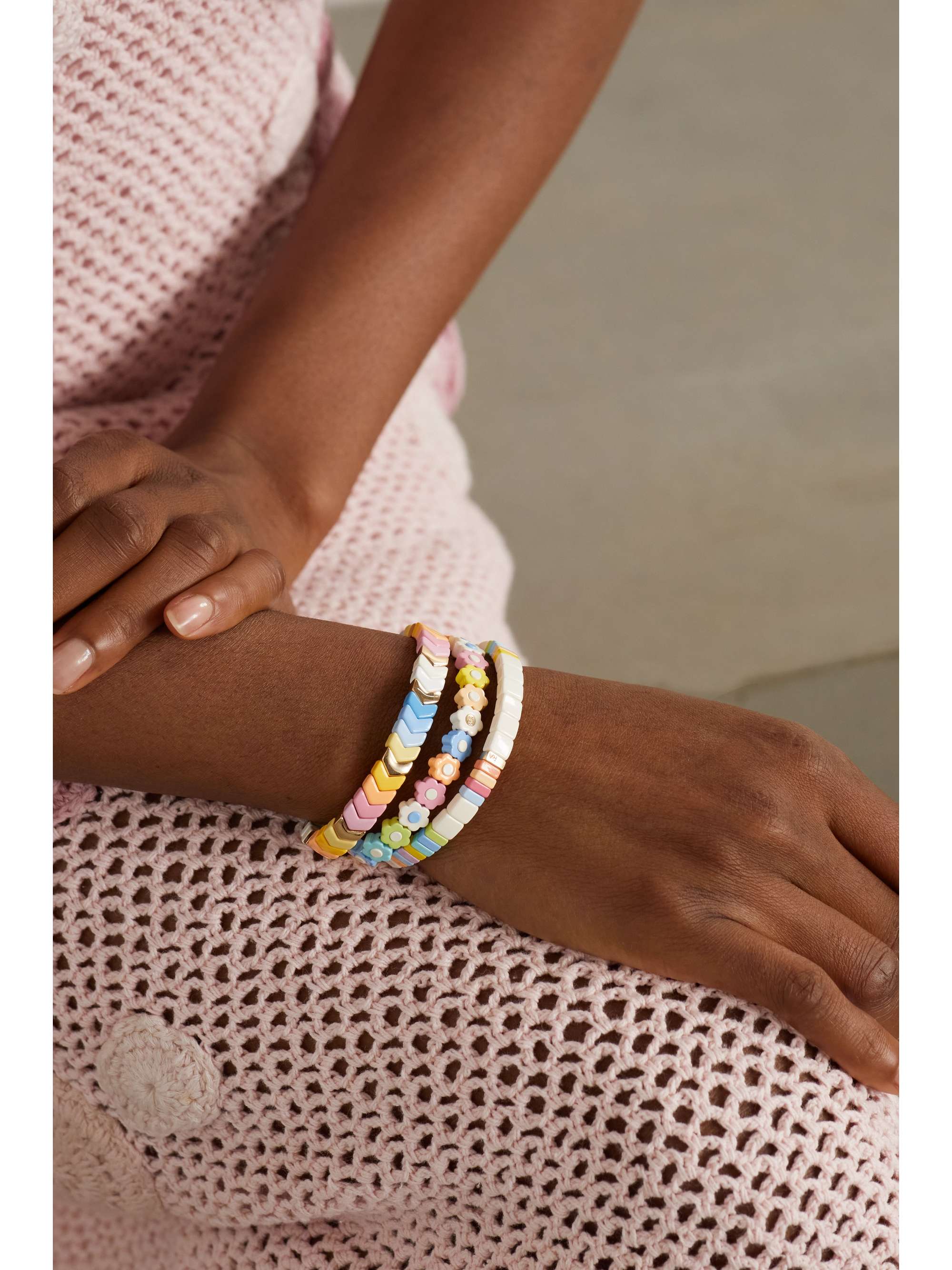 ROXANNE ASSOULIN Bloom set of three enamel and gold-tone bracelets