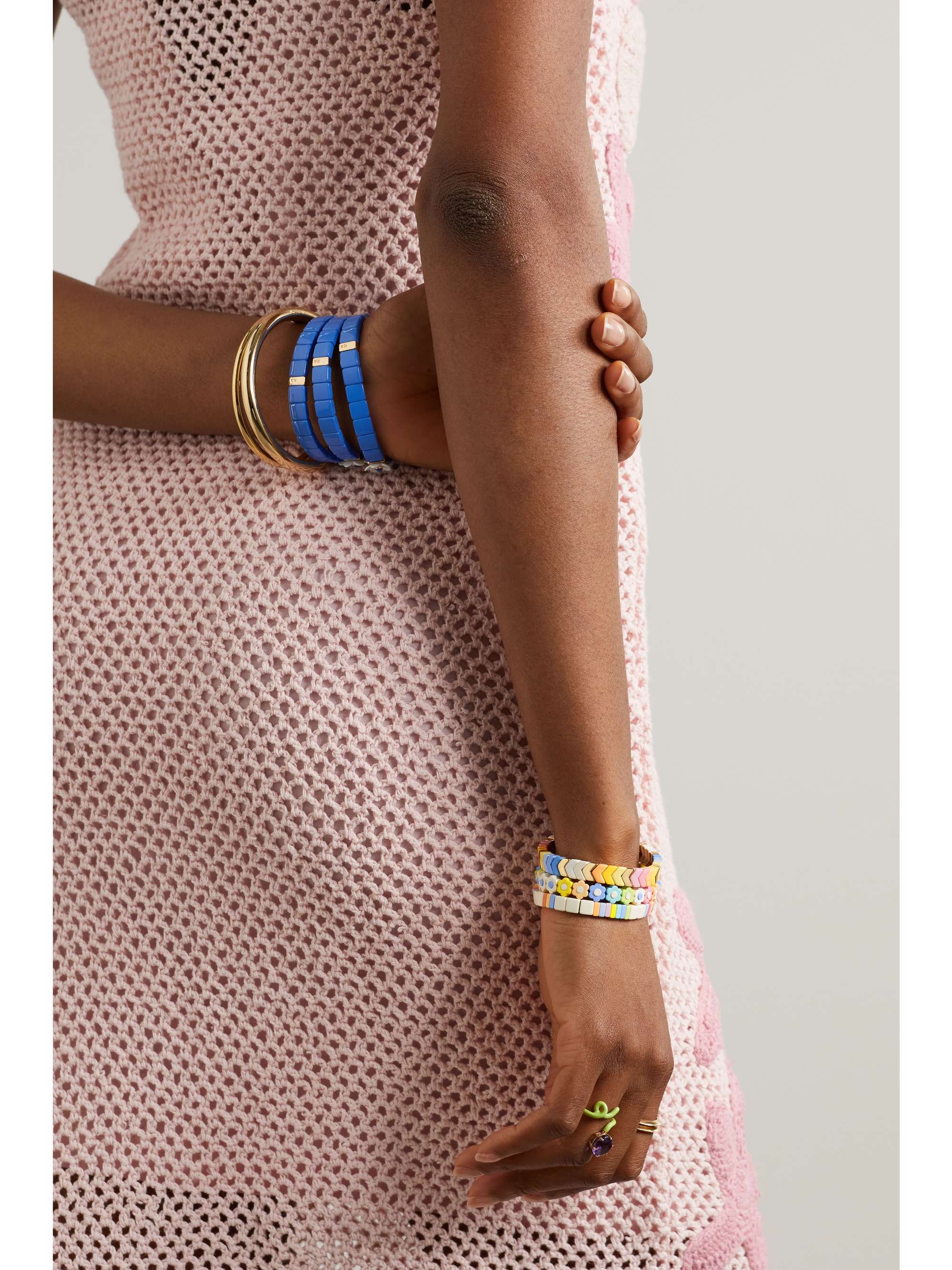 ROXANNE ASSOULIN Bloom set of three enamel and gold-tone bracelets
