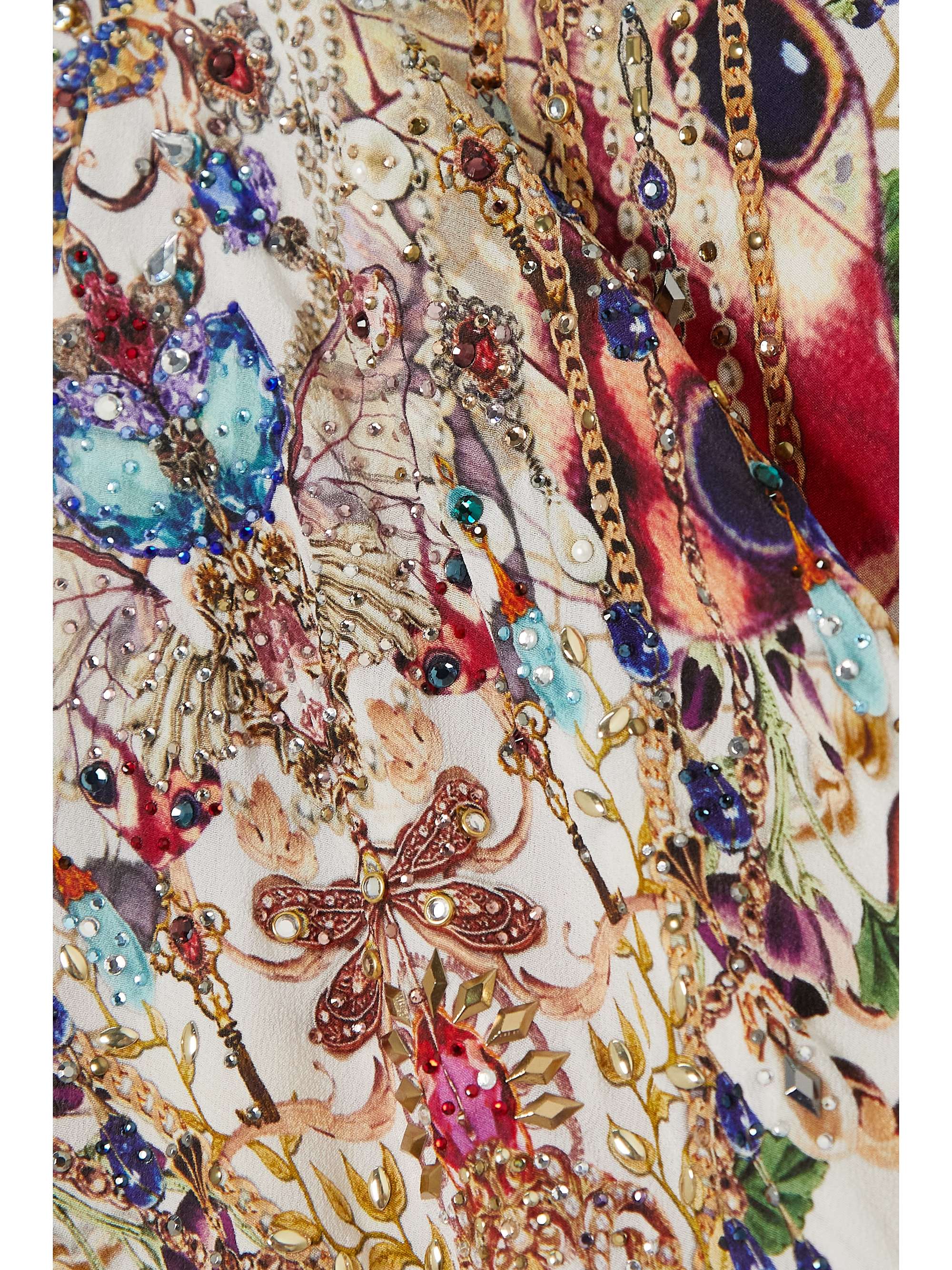 CAMILLA Bead-embellished appliquéd silk crepe de chine maxi dress