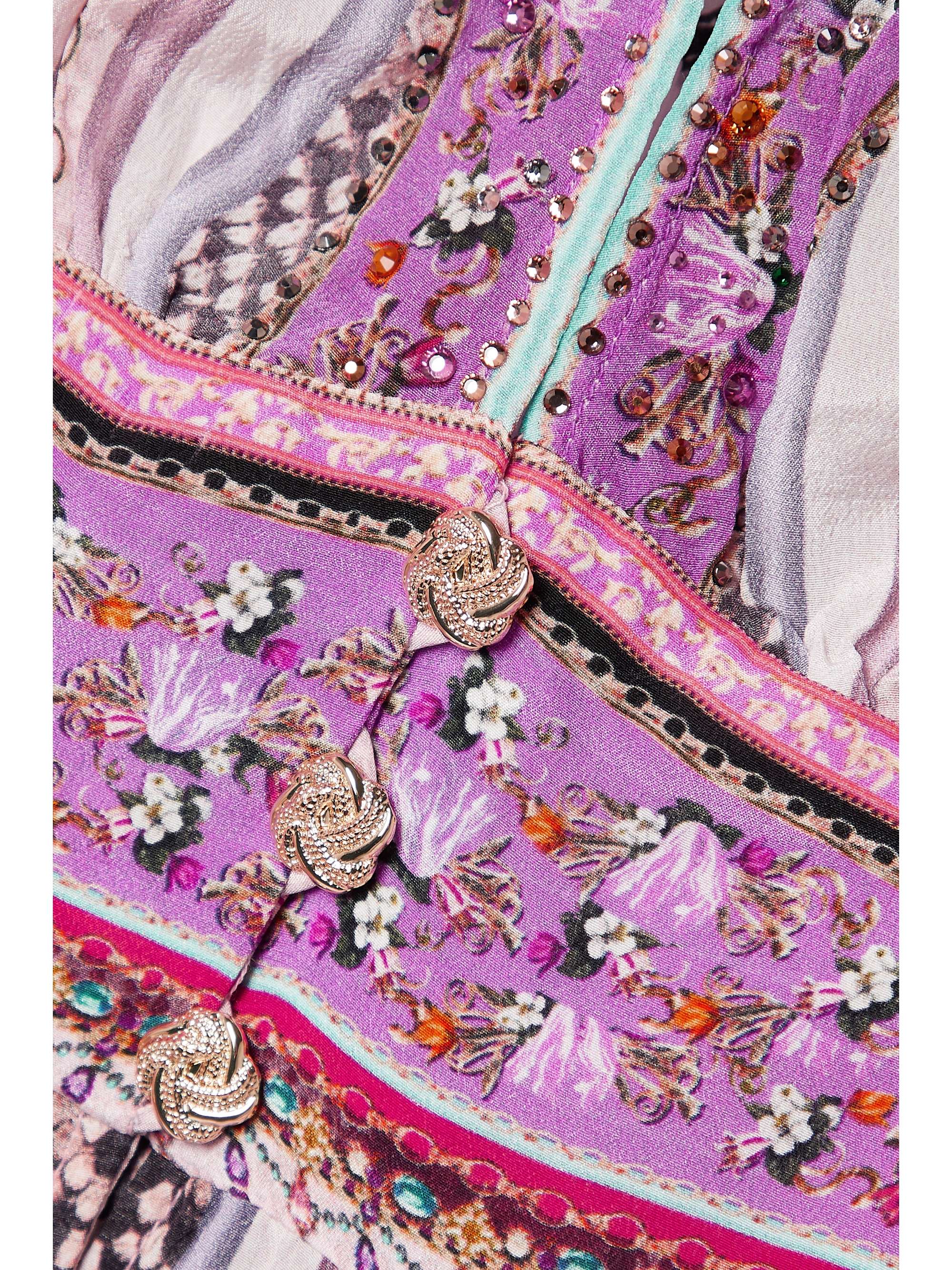 CAMILLA Embellished ruffled printed silk-crepe and chiffon maxi dress