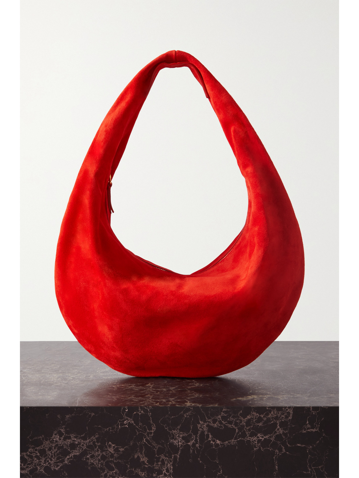 Khaite Red Olivia Medium Suede Shoulder Bag In Red