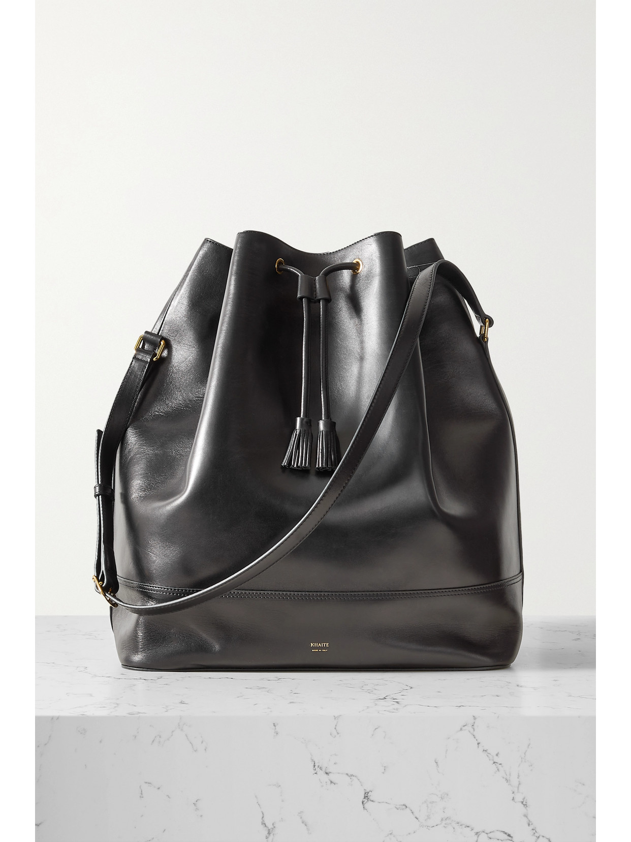Khaite Cecilia Leather Bucket Bag In Black ModeSens