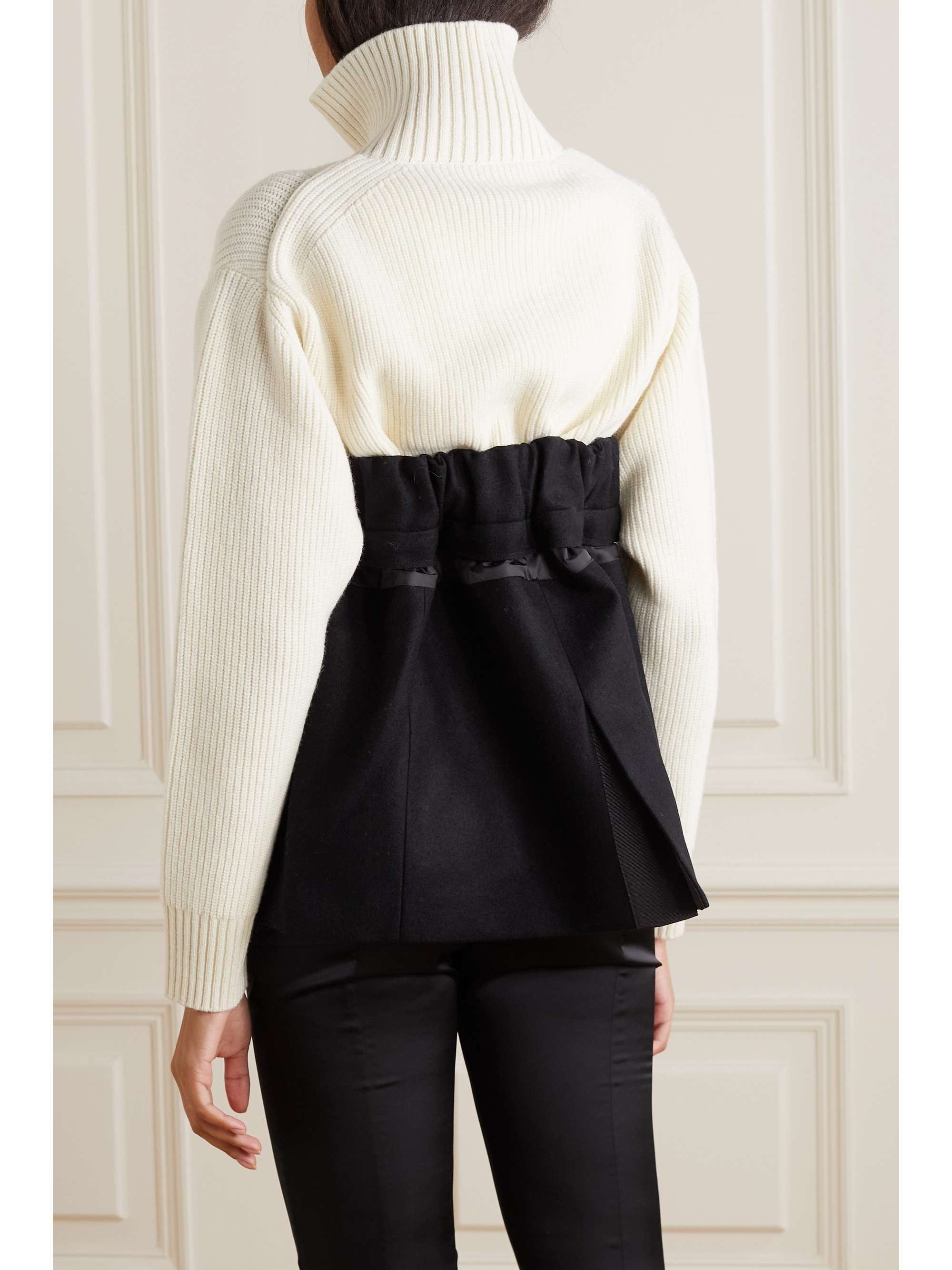 SACAI Wool and ribbed jersey jacket NETAPORTER