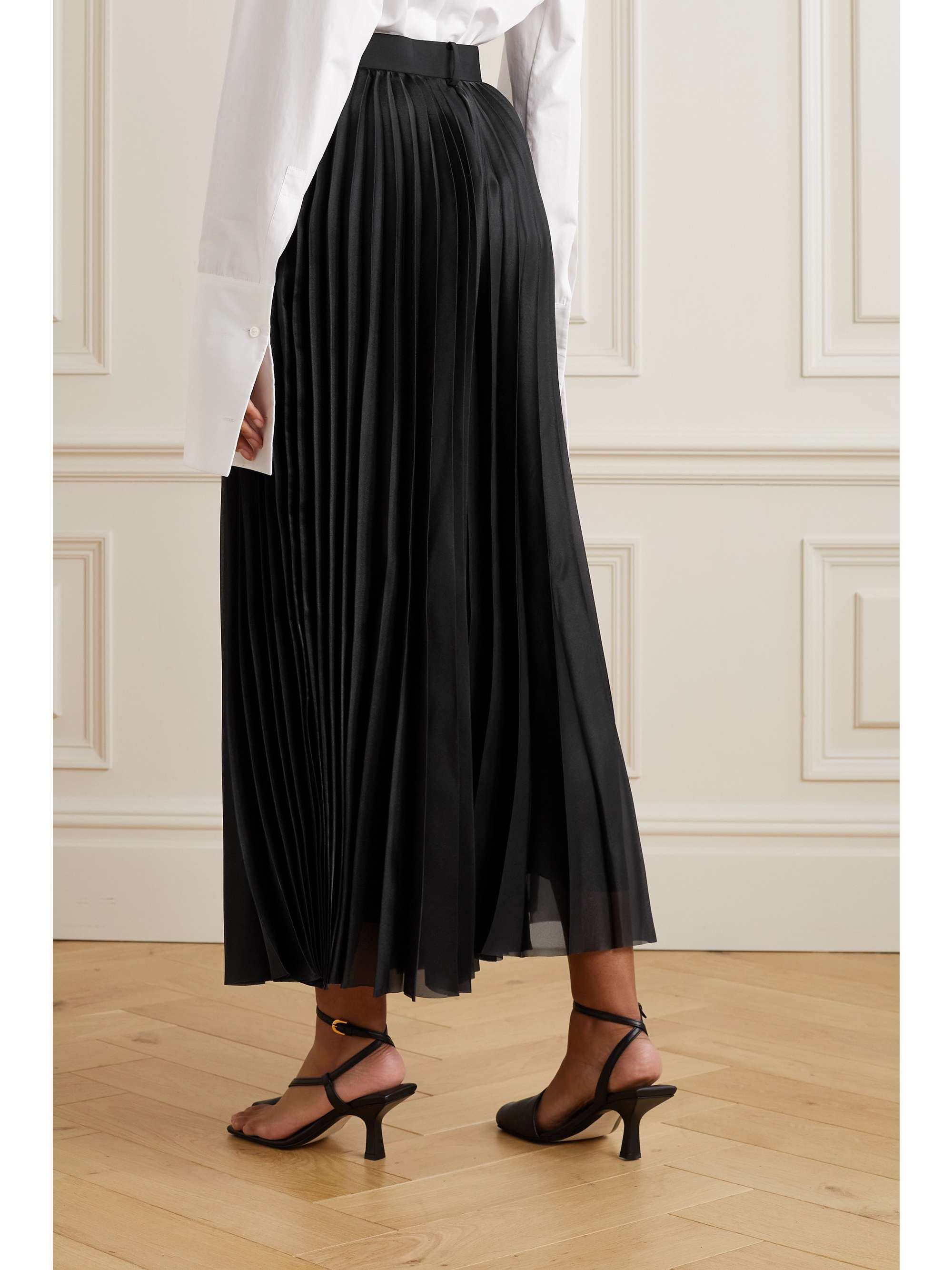 SACAI Pleated organza wide-leg pants | NET-A-PORTER