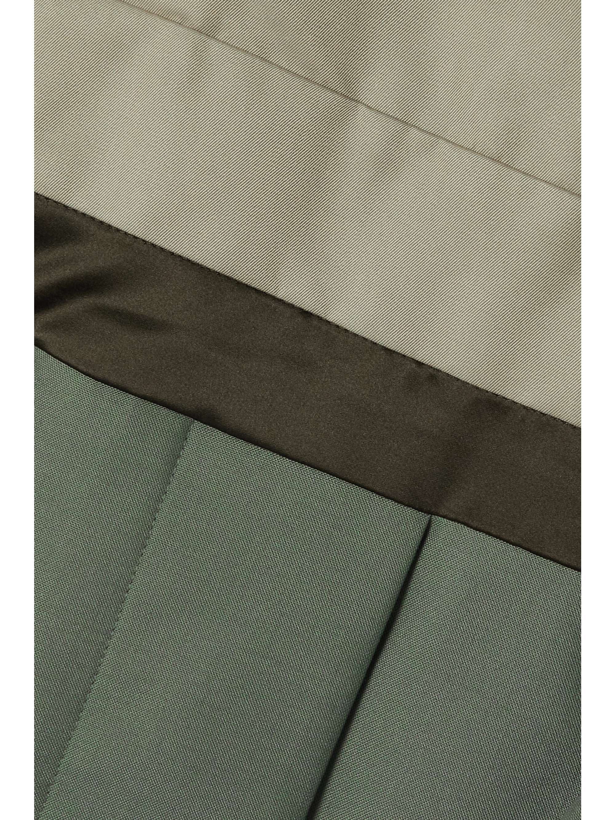 SACAI Belted paneled chiffon-trimmed woven midi dress
