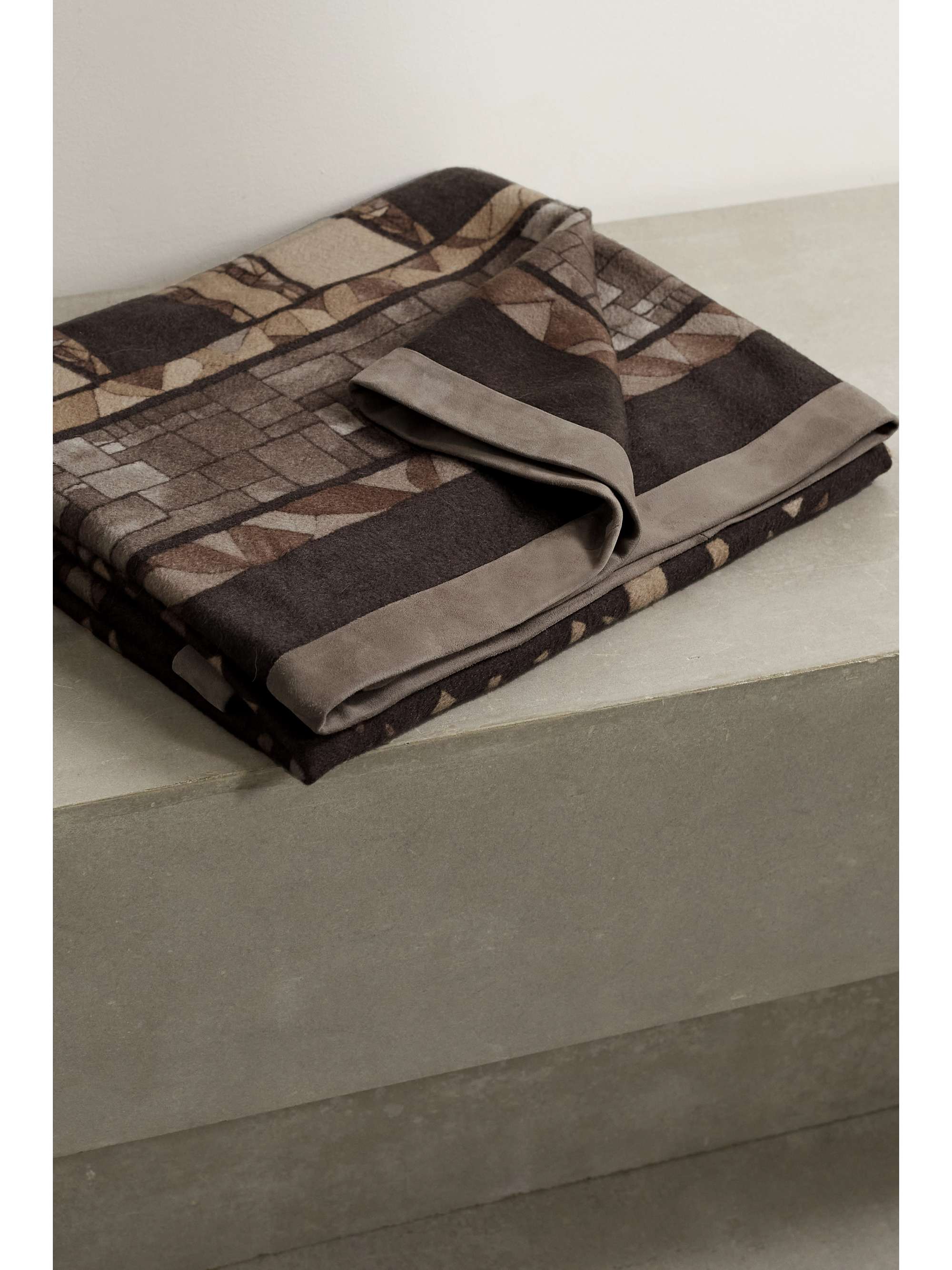 LORO PIANA Suedetrimmed printed cashmere blanket NETAPORTER